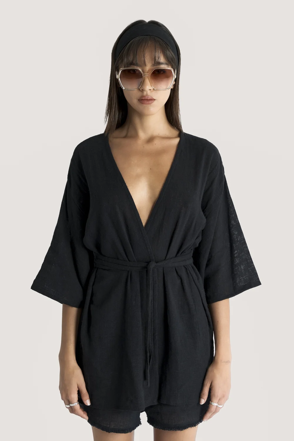 black short kimono dress Short Kimono Dress Black