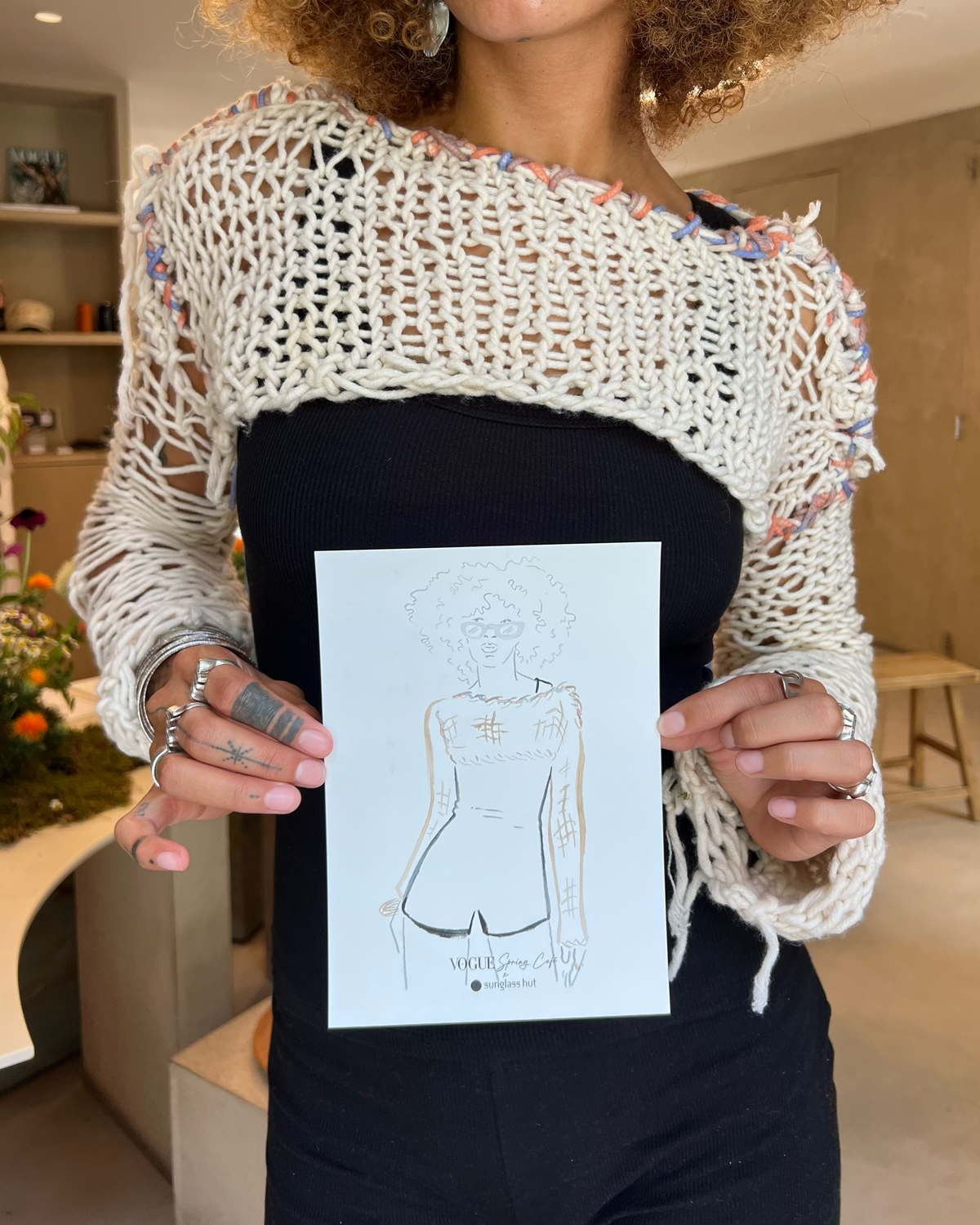 Watercolour portrait drawn live at Vogue Café event