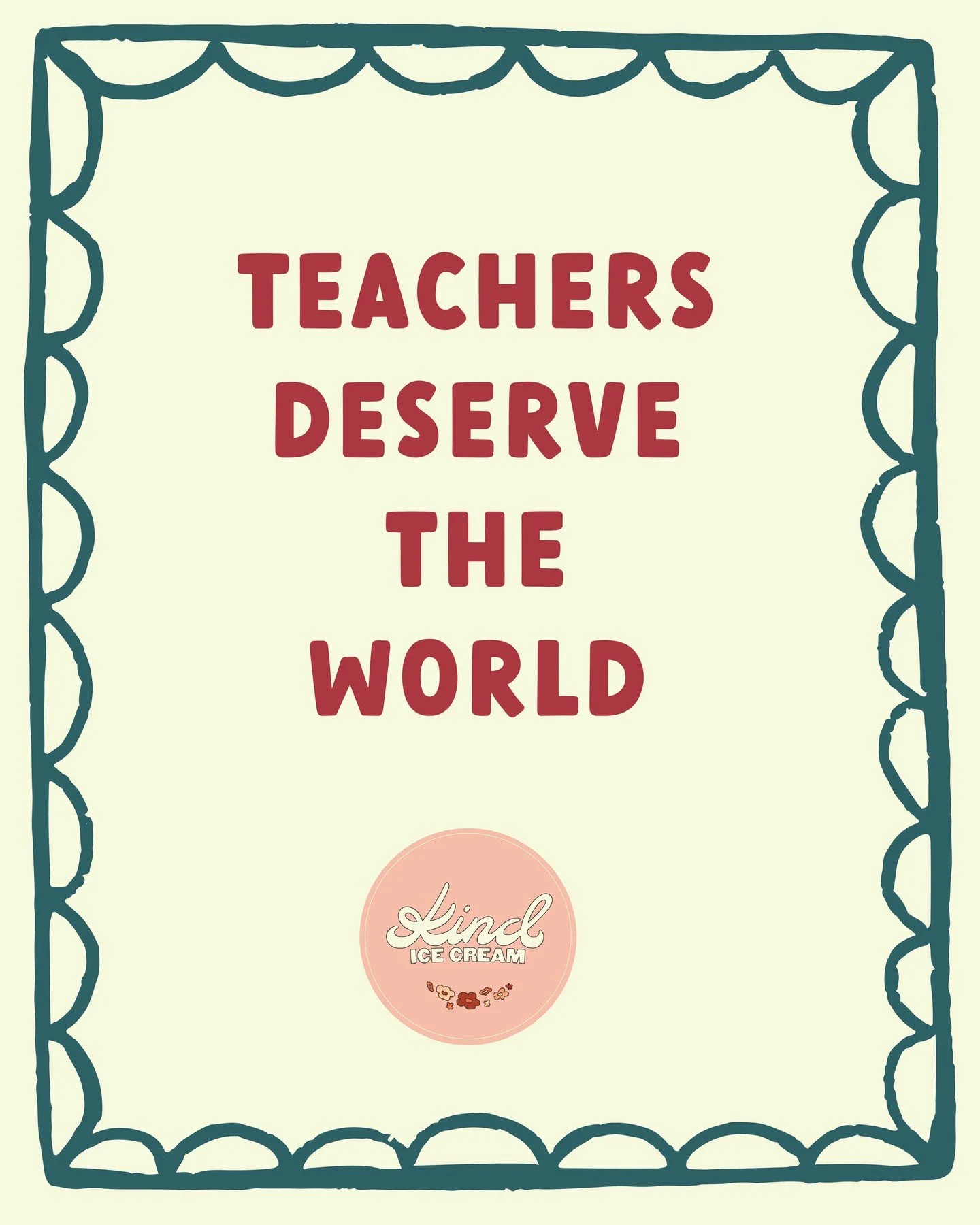 Teachers deserve the world! We can&rsquo;t offer the world, but we can offer ice cream. For the duration of the teacher strike beginning October 6, we&rsquo;re offering a 50% discount on scoops for all teachers. Just show your physical or digital ATA