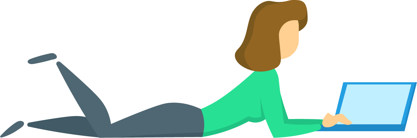 Illustration of a person lying on the floor using a laptop