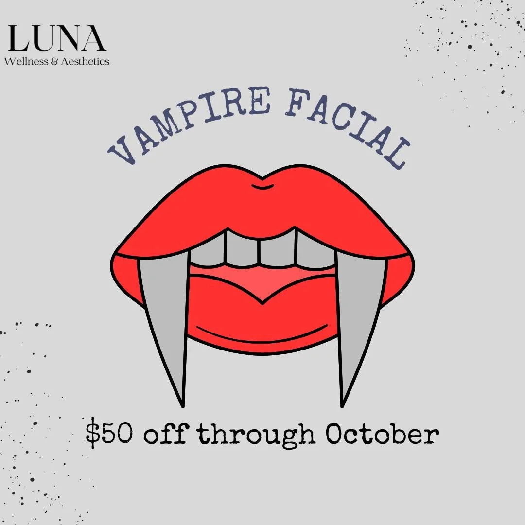 🩸✨ Get your glow on this spooky season with our October Facial Special! ✨🩸

Veronica is serving up Vampire Facials paired with a blood-red HydroJelly mask 👻💋 &mdash; designed to firm, tighten, and leave your skin brighter than ever. It&rsquo;s th