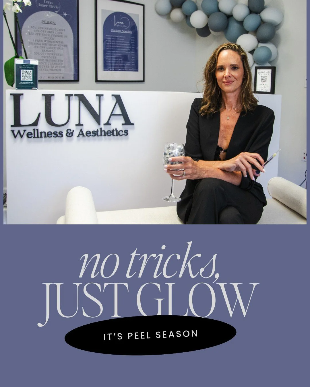 🍂 Fall is Peel Season at Luna! 🍂
As the weather cools down and sun exposure becomes minimal, it&rsquo;s officially the perfect time to refresh your skin with a chemical peel. Fall and winter are ideal for treatments that resurface and renew the ski