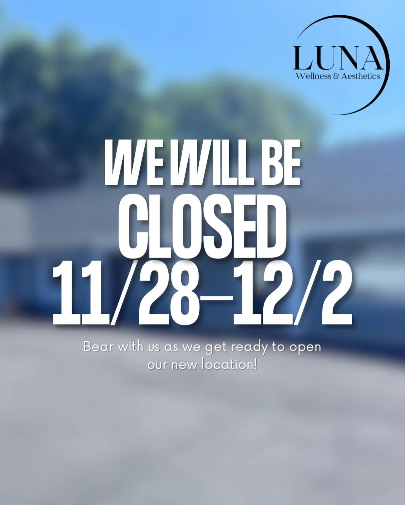 🚧 Luna is getting a glow-up! We&rsquo;ll be closed 11/28&ndash;12/2 while we complete renovations and unpack in our new Cheshire home. Thank you for understanding &mdash; big things are coming! 🌙✨