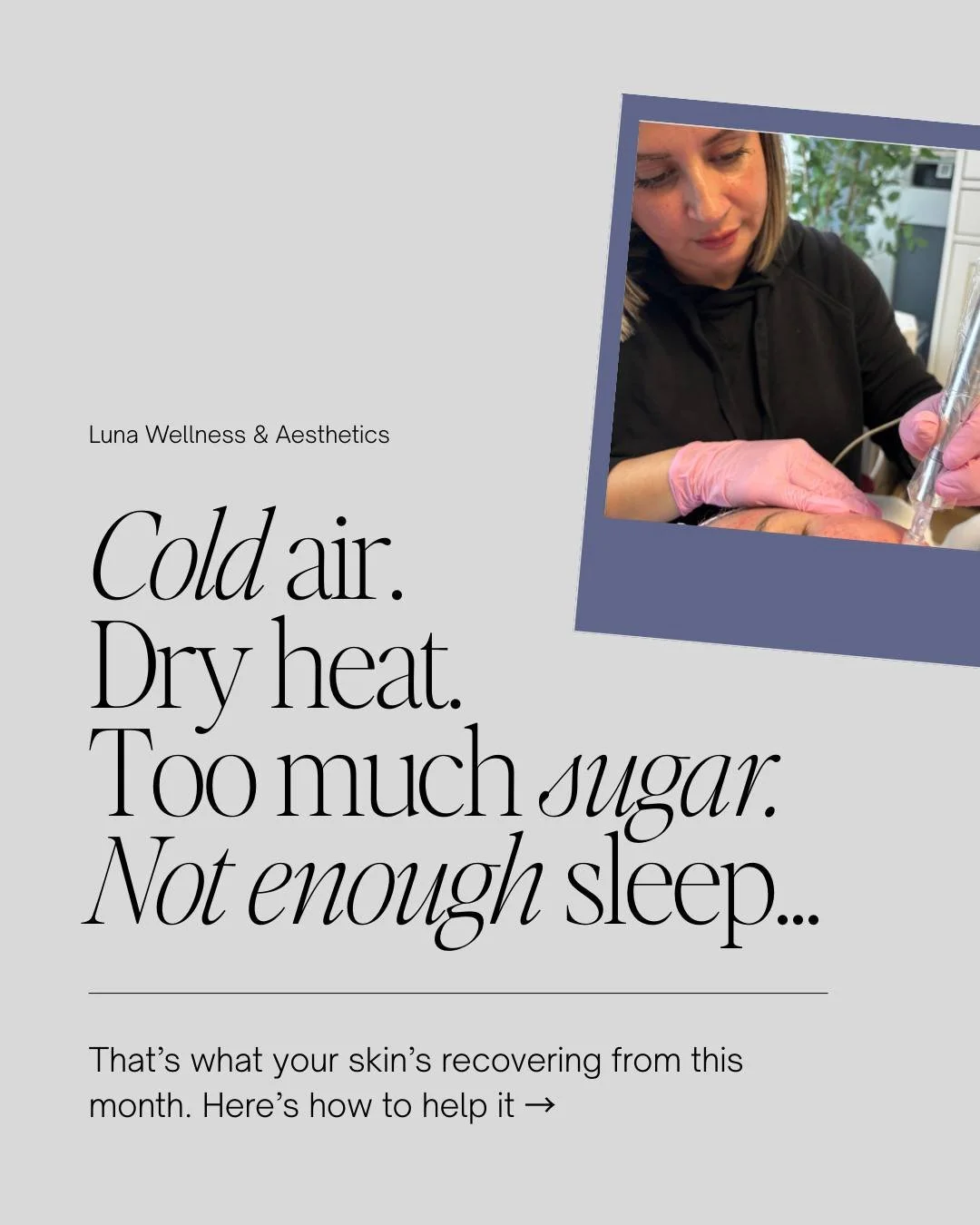 Winter skin needs a little extra love ❄️✨
Hydrate, protect, and restore your glow with a facial from Veronica or Selena &mdash; or book a personalized skincare consultation to create the perfect plan for your skin.

Healthy skin starts with intention