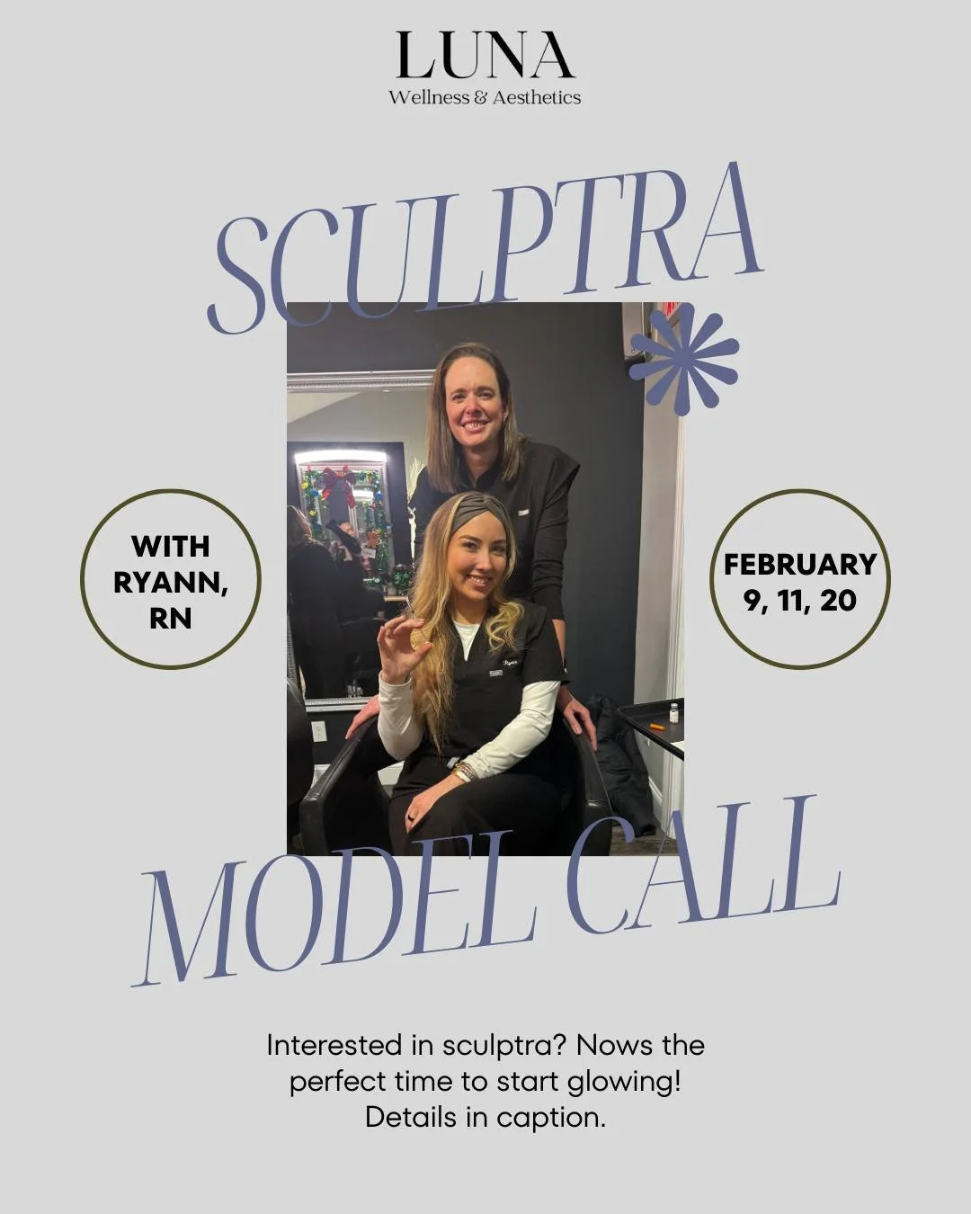 ✨ SCULPTRA MODEL CALL ✨

We&rsquo;re looking for models for Sculptra treatments with Ryann, RN 🤍 This is the perfect opportunity to experience one of our top treatments and by far a staff favorite 🤍 Sculptra is a collagen-stimulating injectable tha