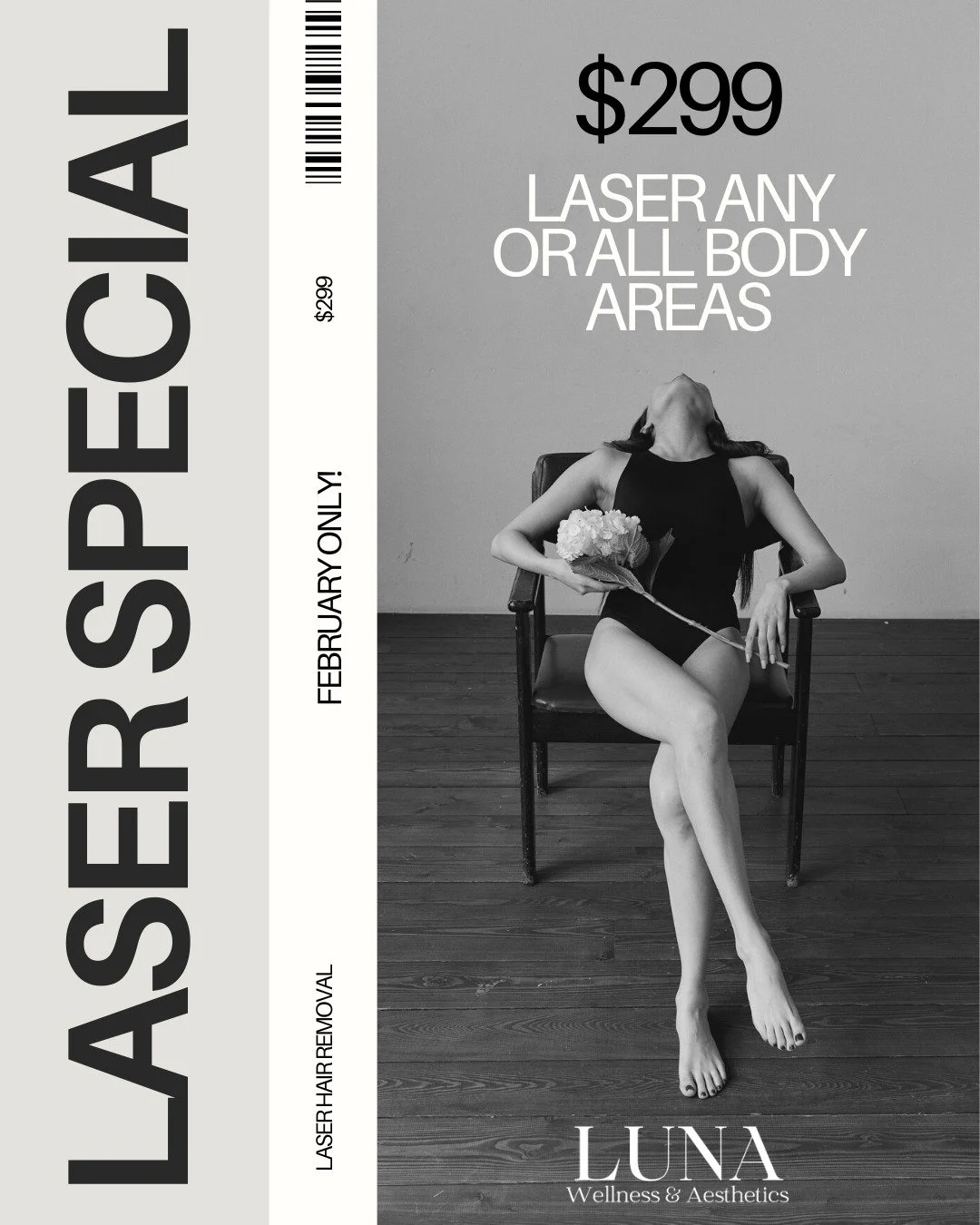 February Laser Special ✨
$299 to laser any or all body areas

Yes&mdash;any. Or all.

Winter is the perfect time to start your laser hair removal journey. Less sun exposure = safer treatments, better results, and silky-smooth skin just in time for sp