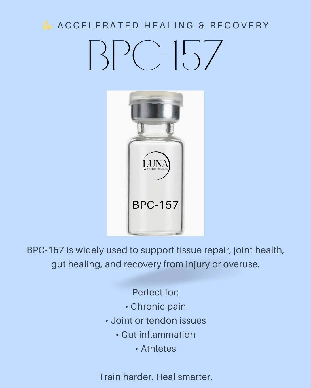 Your body knows how to heal&mdash;sometimes it just needs support.

BPC-157 is commonly used to help with joint discomfort, muscle recovery, gut health, and injury repair.

A go-to peptide for active bodies and chronic inflammation.
🧬 Personalized p