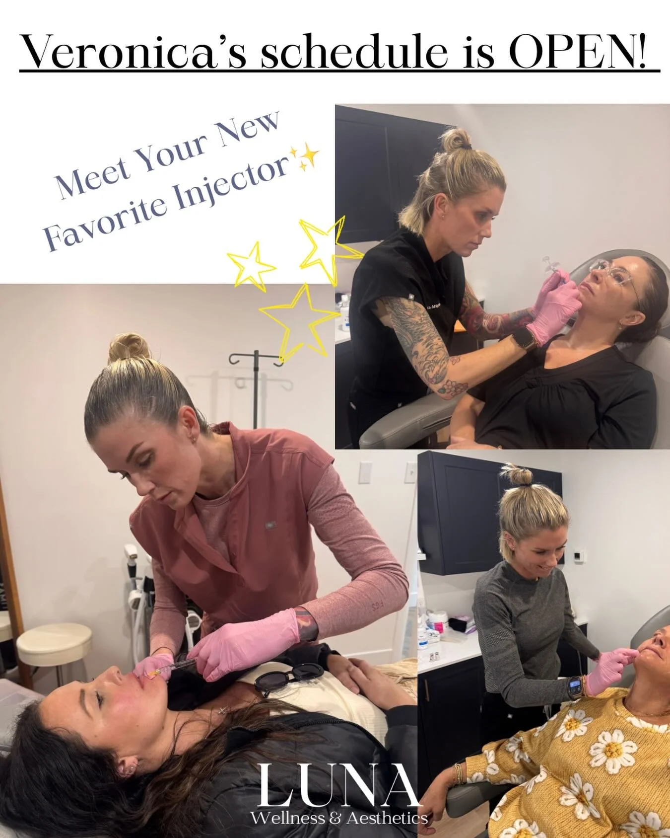 ✨ NOW BOOKING ONLINE WITH VERONICA! ✨

We are excited to announce that our amazing RN Veronica&rsquo;s schedule is now OPEN for online booking!

If you&rsquo;ve been looking for natural, beautiful results from a provider who is skilled, knowledgeable
