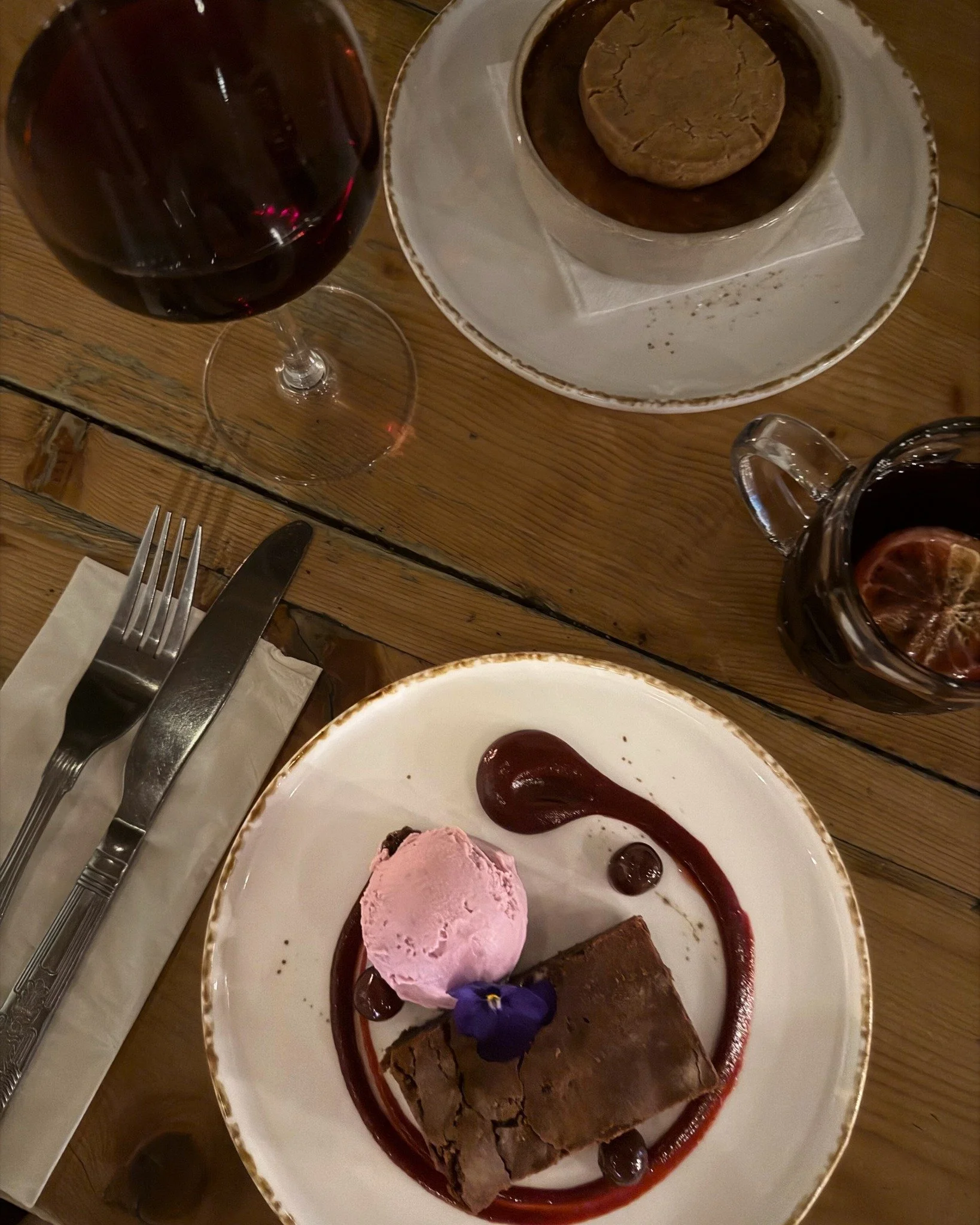 Black forest gateau brownie, griottine cherries, cherry ice cream (V)

✨Menus &amp; Bookings: chequerscutnallgreen.co.uk