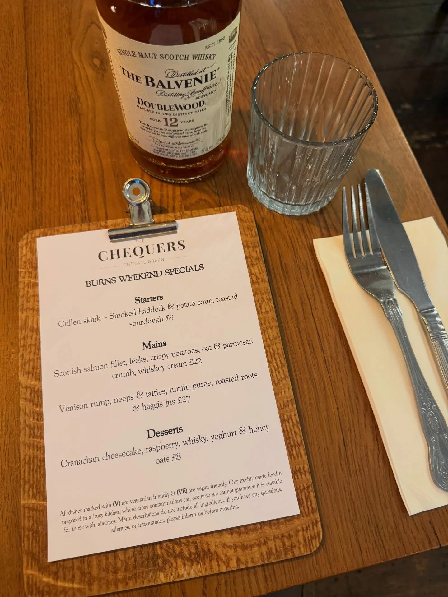 Burns weekend specials 
#burnsnight #venison #salmon #whiskey