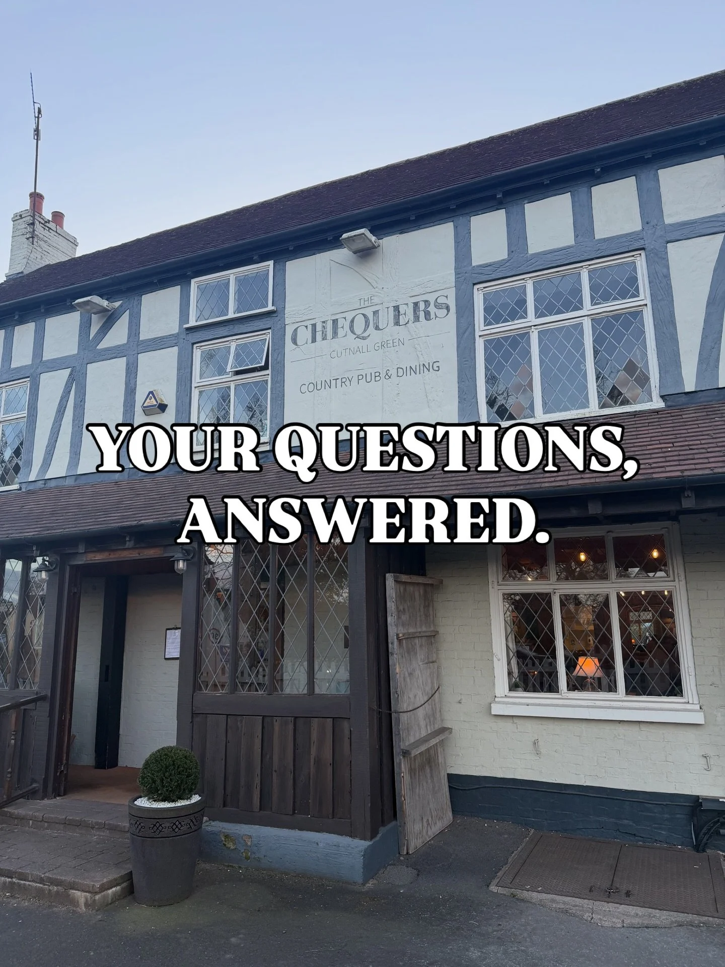 Your questions about The Chequers, answered.

This is how we do things at your favourite country pub in the West Midlands! 🍽️🌾

Got something you&rsquo;ve been meaning to ask? Go on then - what do you want to know next? 

#ukpub #westmidlands