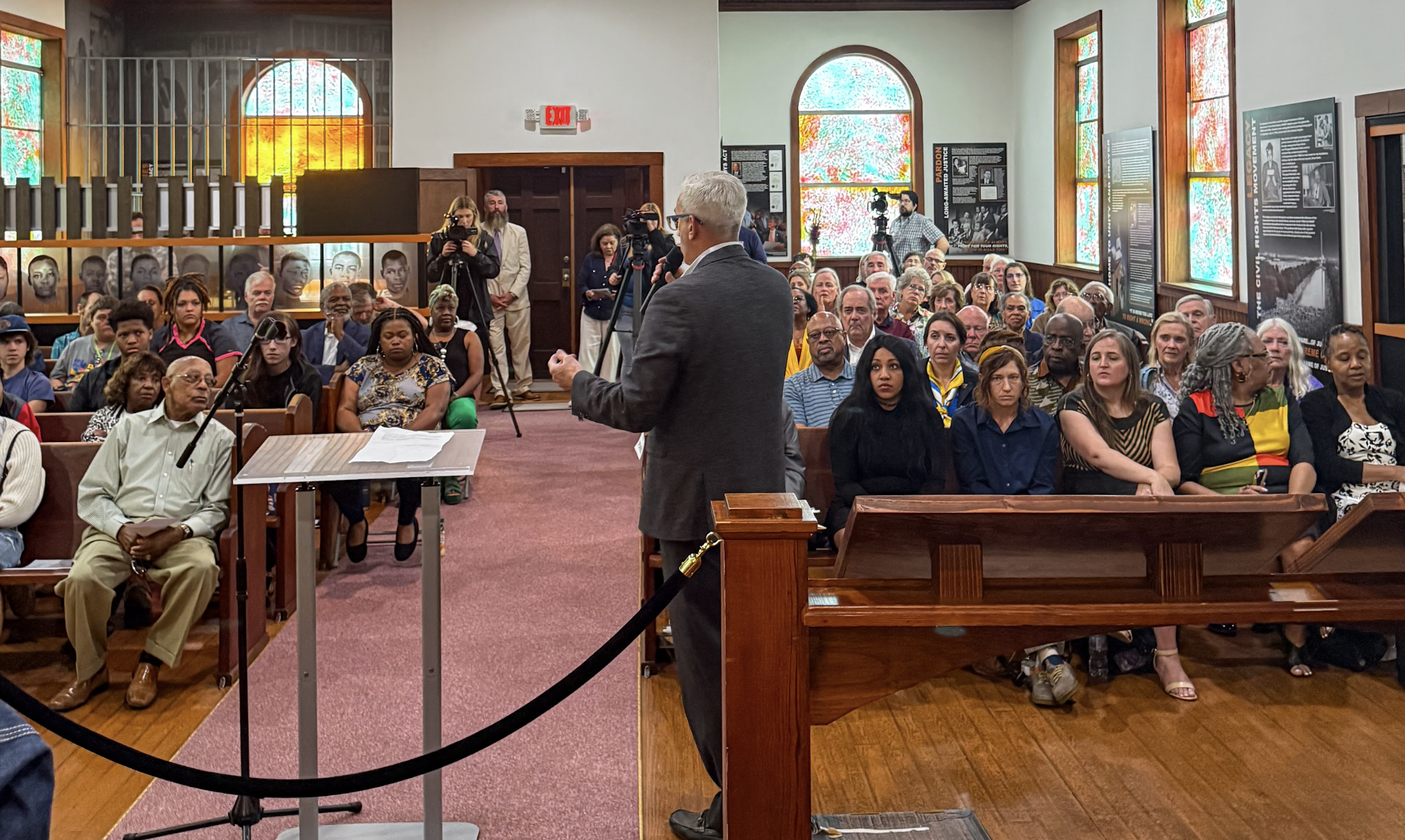Dr. Thomas Reidy delivering an address during a Juneteenth Celebration at the Scottsboro Boys Museum. 
