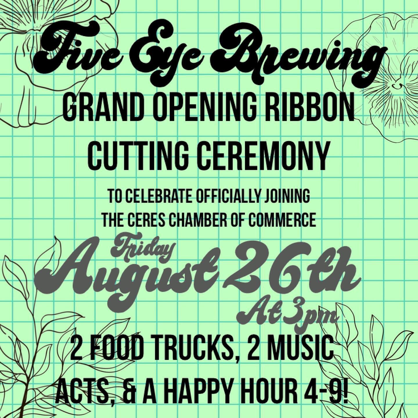 TODAY IS THE DAY🎉🍻 We open at 1pm, ribbon cutting at 3pm, and then live music all night long!!
Don&rsquo;t miss it guys🍻