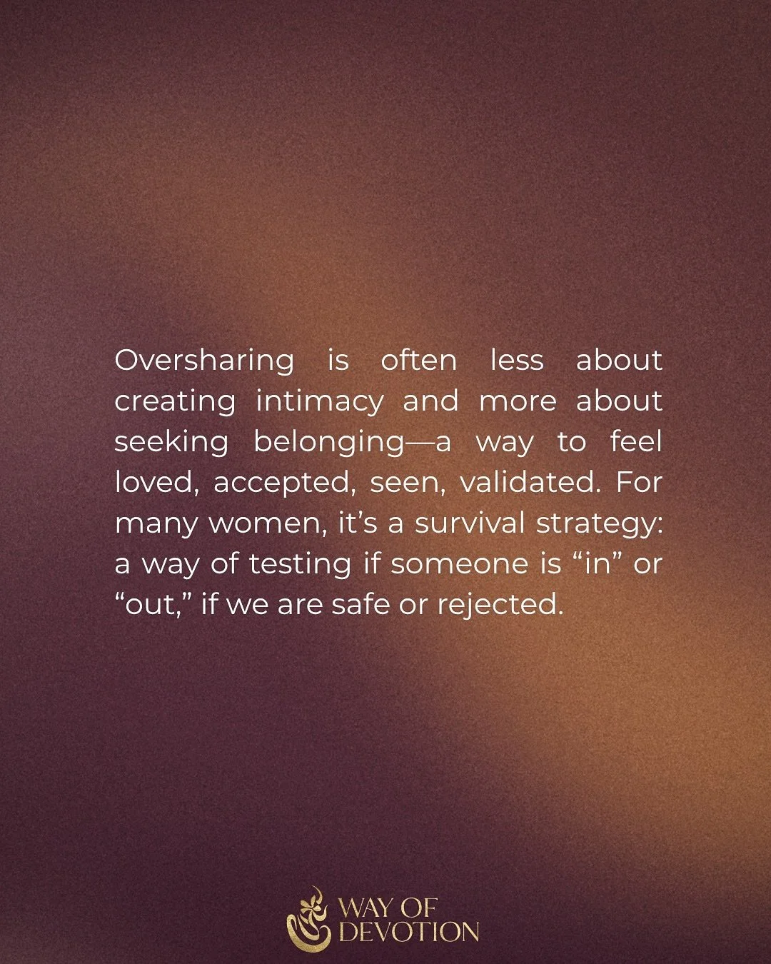 Do you ever notice when your sharing feels like a signal flare&hellip;.

An unspoken &ldquo;do you see me? do I belong here?&rdquo;

What happens when, instead of casting it outward, we turn inward and sit with the ache itself? 

When we offer our ow