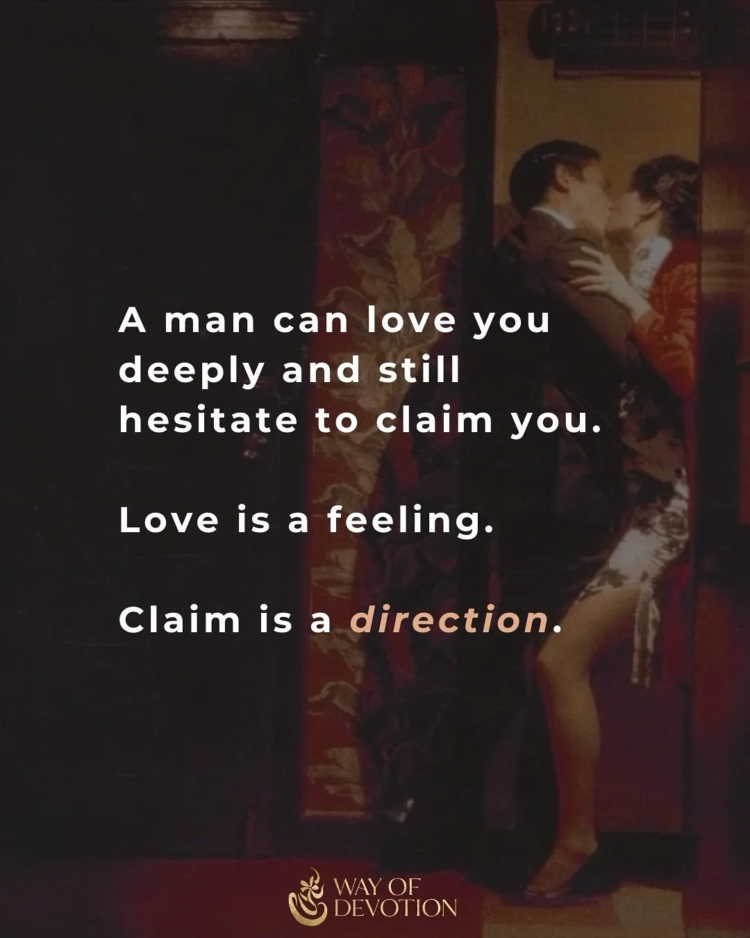 A man can love you deeply and still hesitate to claim you.

Love and claim are not the same.

A man can cherish you, admire you, desire you&hellip; and still keep one foot out the door.

He can adore you in private but hesitate to stand beside you in