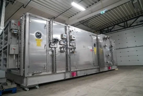 Commercial air handling units in a mechanical room