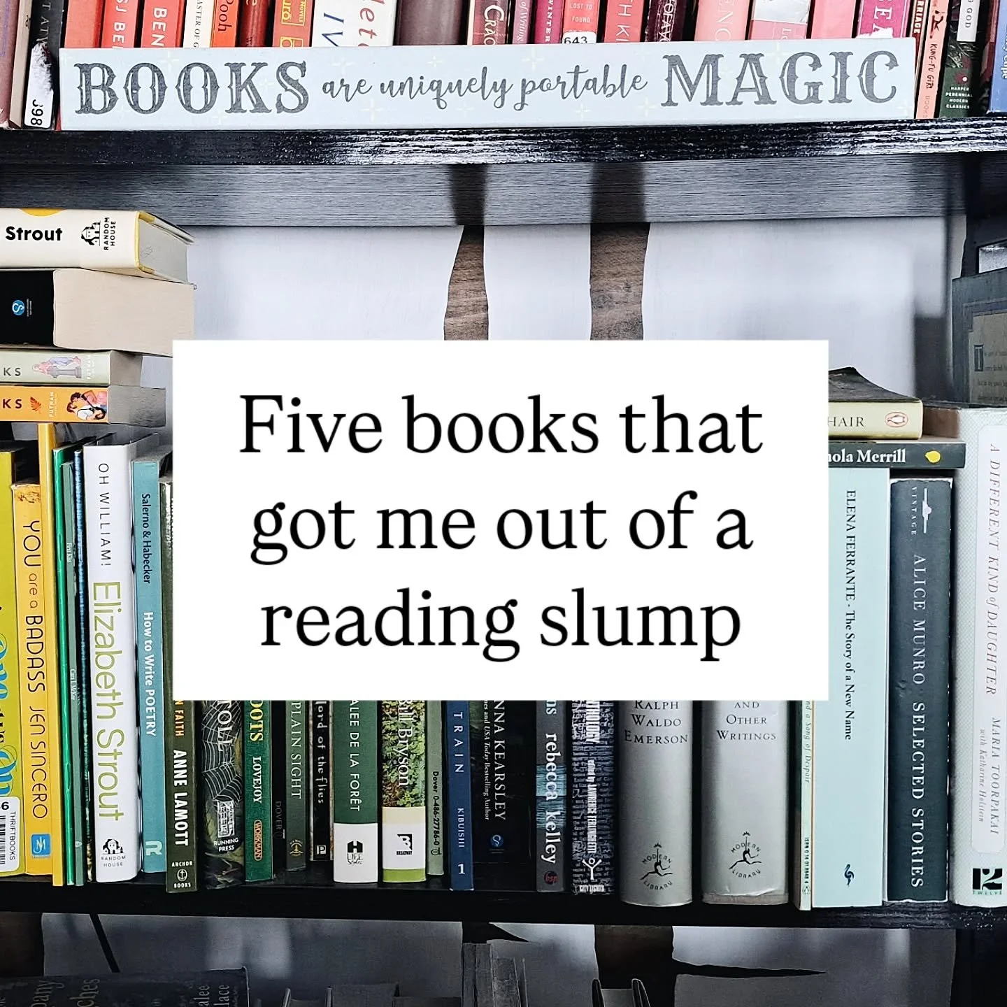 Sometimes you don't realize you've been in a reading slump until you're on the other side of it 🫣📚 here are the five books that pulled me out of my most recent slump:

Ring of Salt by Betsy Cornwell
Boudicca's Daughter by Elodie Harper
The Woods an