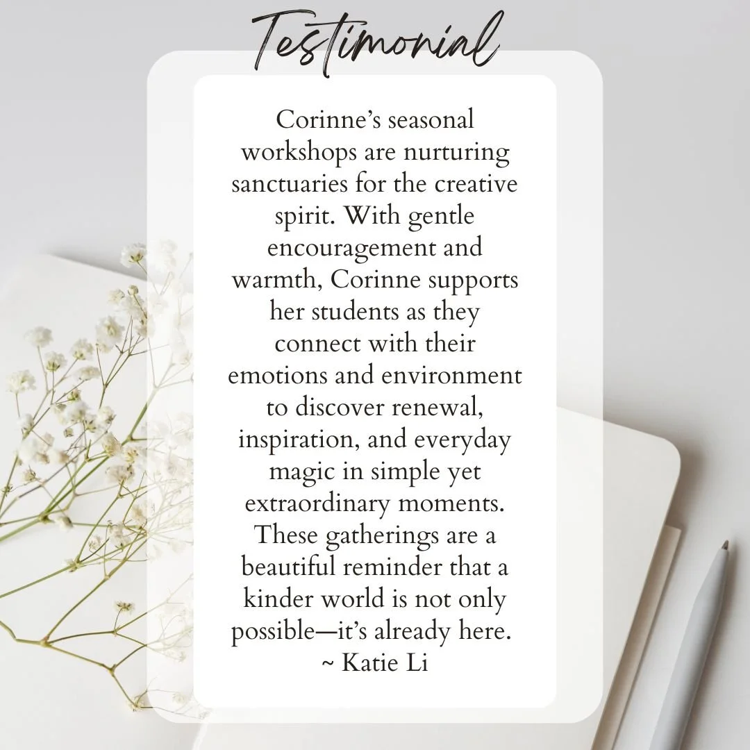 Thank you for these kind words about last month's workshop, Katie! 

Write into Summer, the next seasonal journaling workshop, is scheduled for June 20th. On the cups of summer, we'll write our way into the next season with attention, kindness, and c