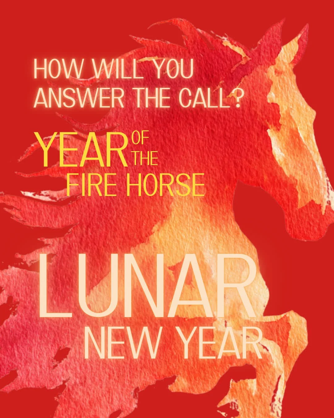What does the Year of the Fire Horse mean to you?

Where are you now called to move decisively, courageously, visibly?

Connect with me, if you'd like to schedule a free 30-minute consult to explore working with a depth psychotherapist.

Happy Lunar 