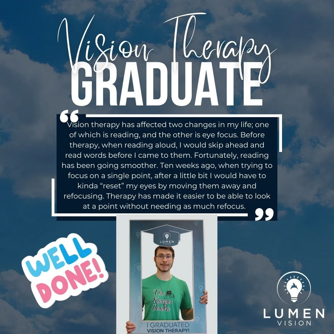 Watching your control and confidence grow has been so exciting, Zachary. 🏆 Congrats on graduating vision therapy!