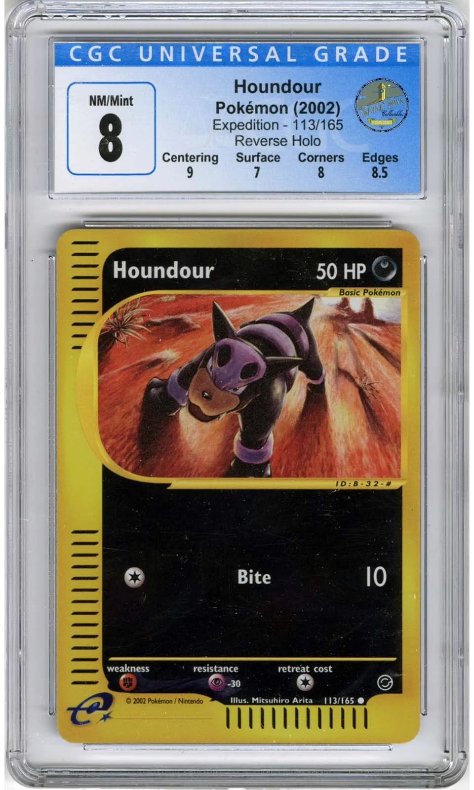 165 Reverse Holo Pokemon Houndour #113 Expedition Trading Card Common Darkness Type Card, Basic Stage, 50 HP, For Pokemon TCG Collectors & Players Pokemon Card 165 Reverse Holo Pokemon Houndour #113 Expedition Trading Card Common Darkness Type Card, Basic Stage, 50 HP, For Pokemon TCG Collectors & Players Pokemon Card