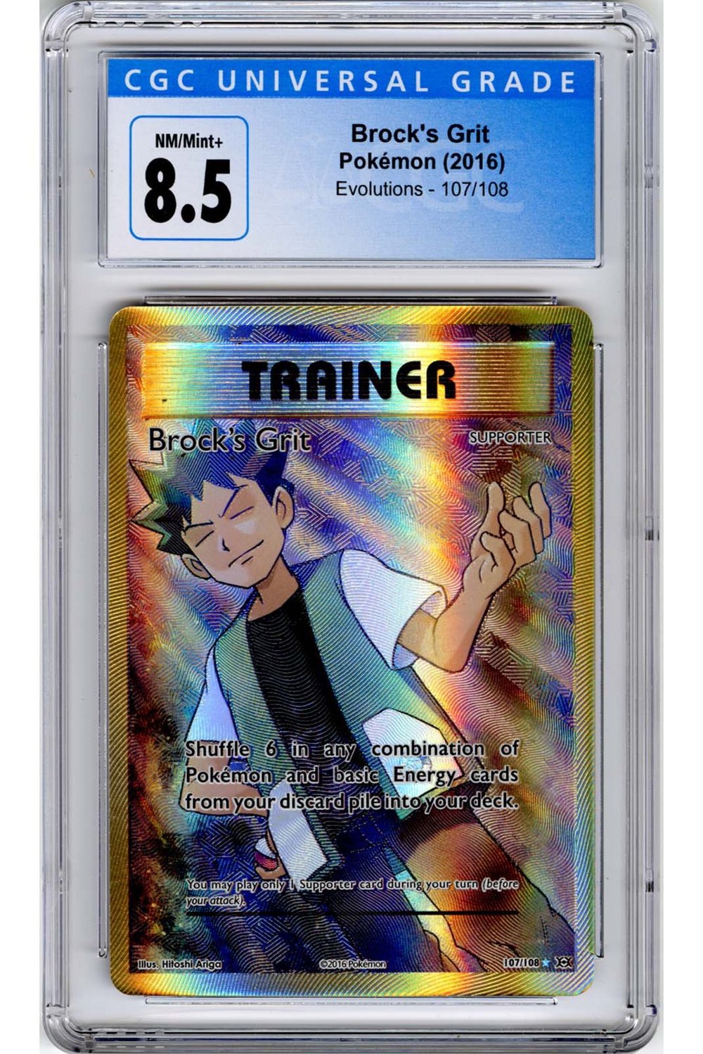 brock's grit pokemon card value Brock's Grit 2016 Pokémon Evolutions 107/108 CGC 8.5 — Stone Town  Collectibles
