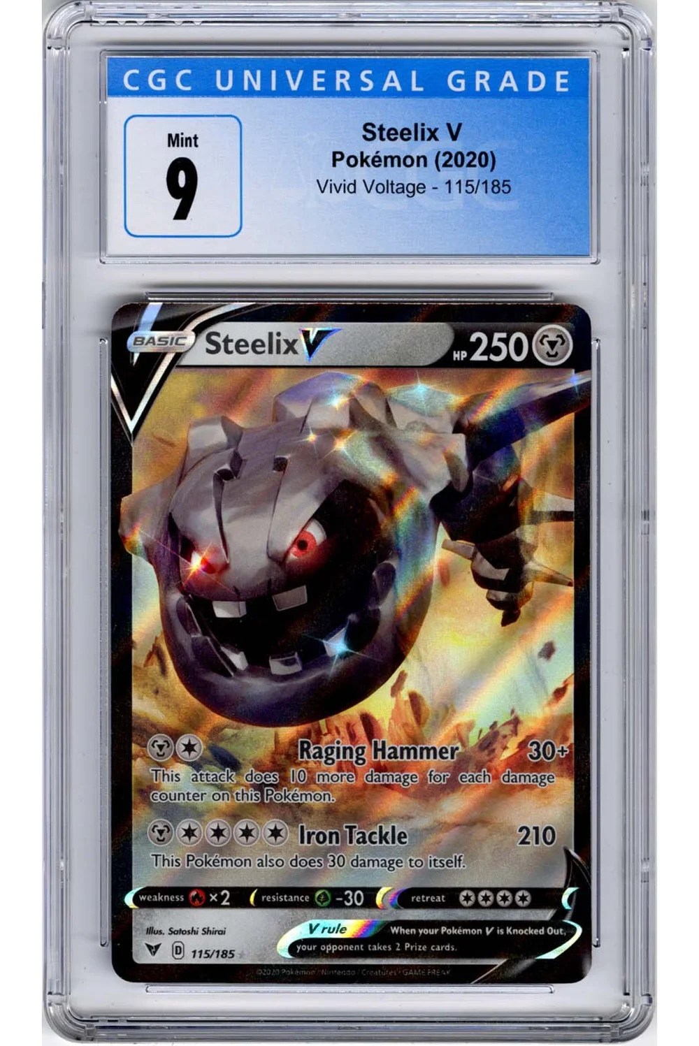 Steelix V 2020 Pokmon Sword & Shield Vivid Voltage 115/185 CGC 9  Stone  Town Collectibles