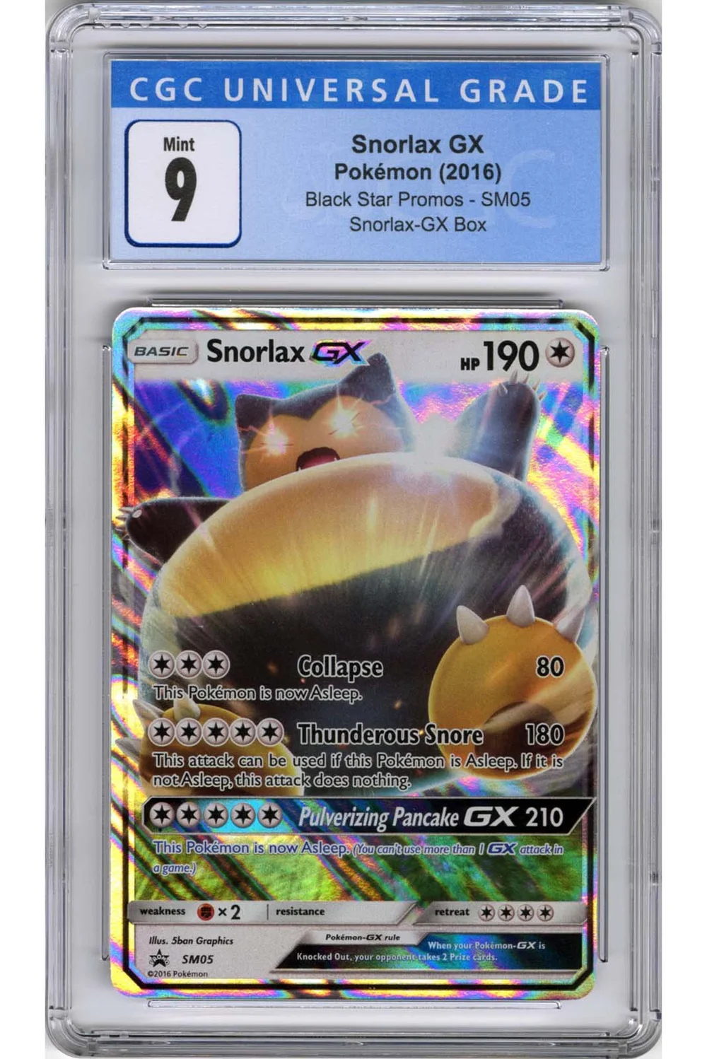 Snorlax GX Sun & Moon: Black Star Promo SM05 CGC 9  Stone Town Collectibles