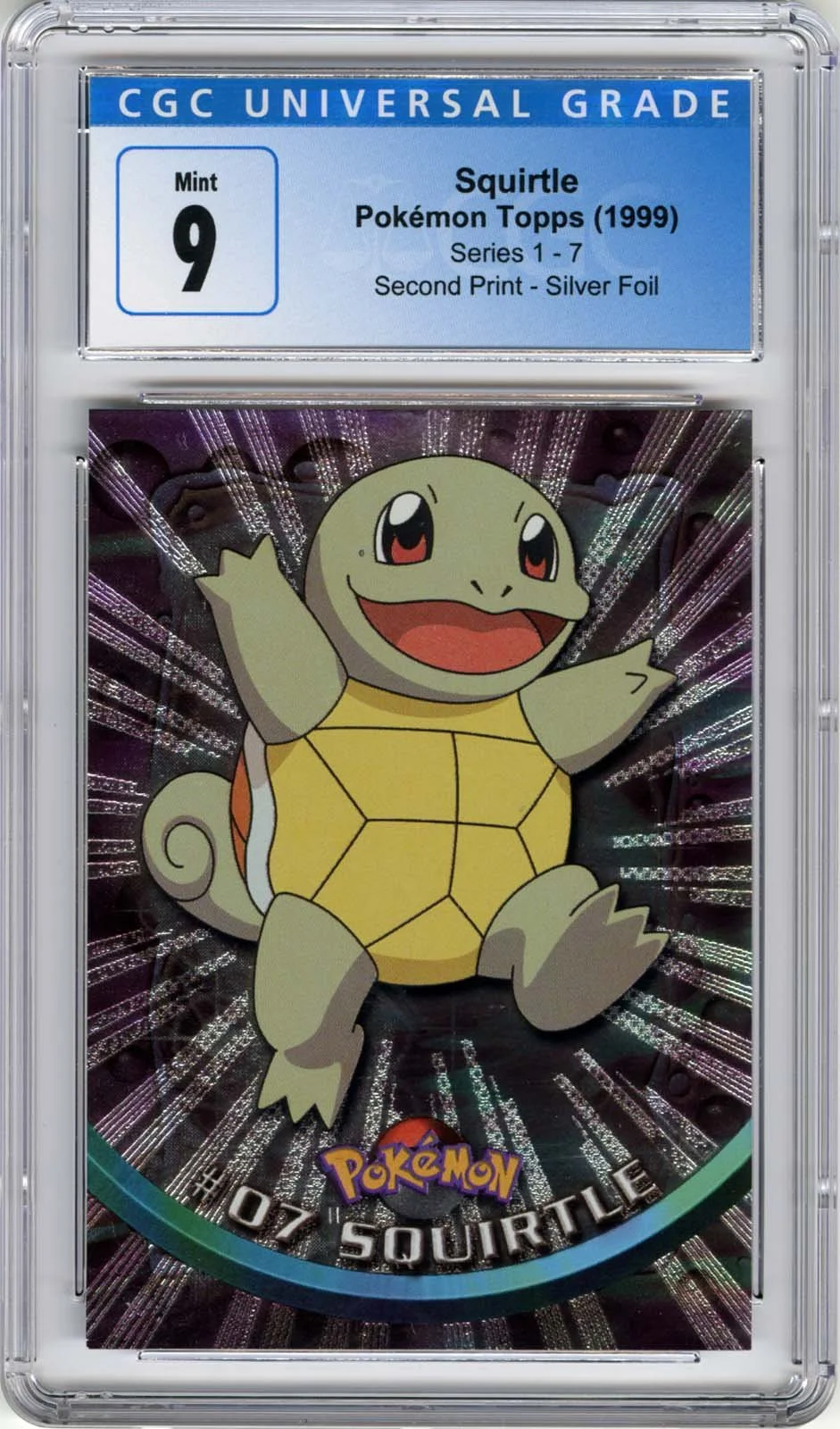 1999 Pokmon Topps Series 1 - Squirtle Second Print Silver Foil CGC 9   Stone Town Collectibles
