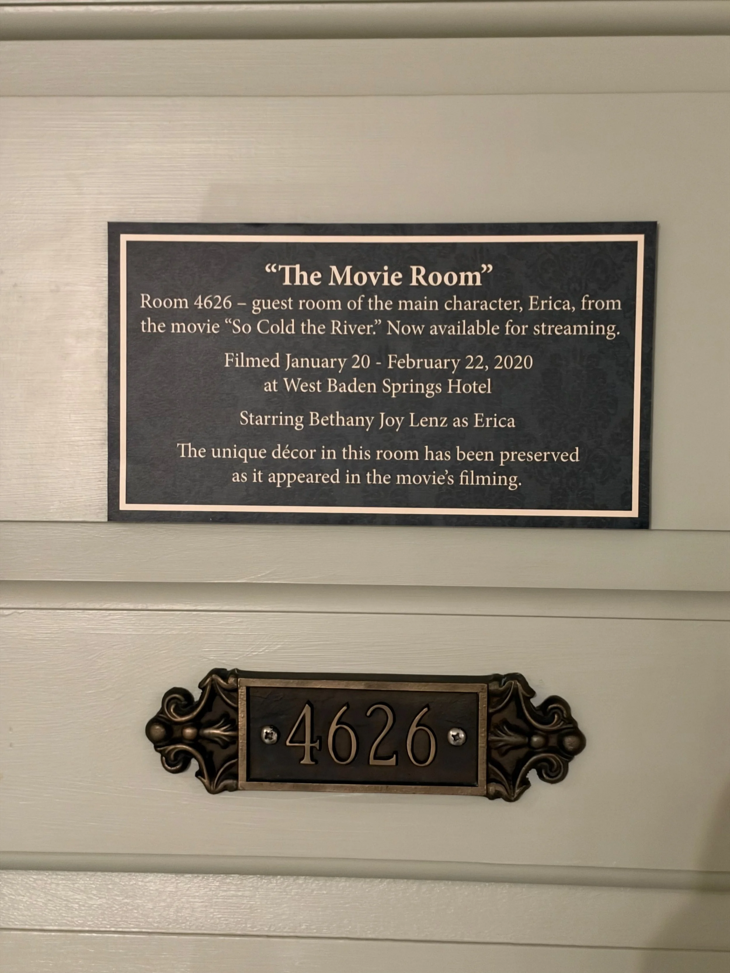 The Movie Room hotel door