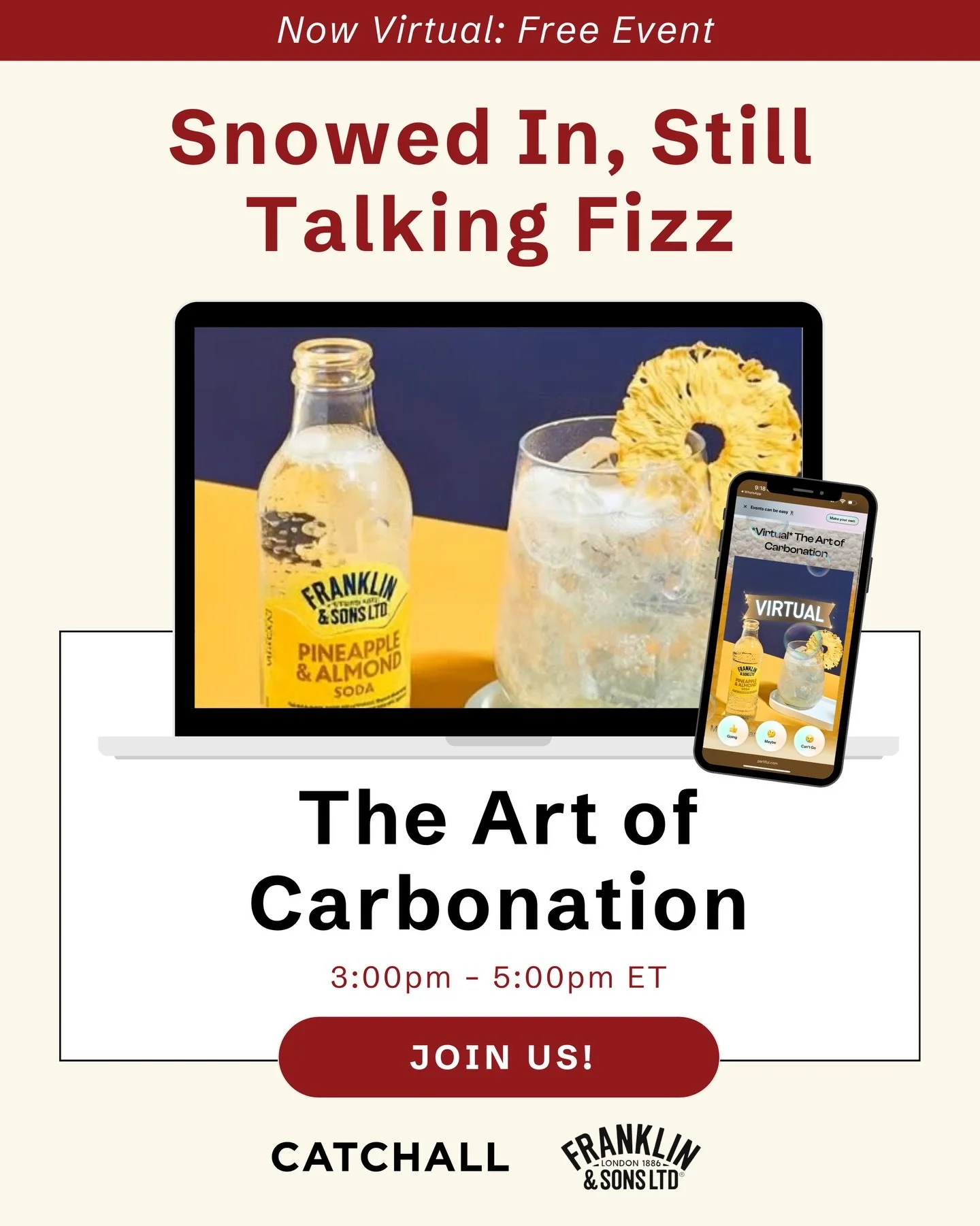 Happening today! The Art of Carbonation is now virtual. Grab a seat, log in, and let&rsquo;s talk bubbles 🫧

⏰ 3&ndash;4 PM ET
🫧 with @franklinandsons 
🔗 Link in bio to RSVP