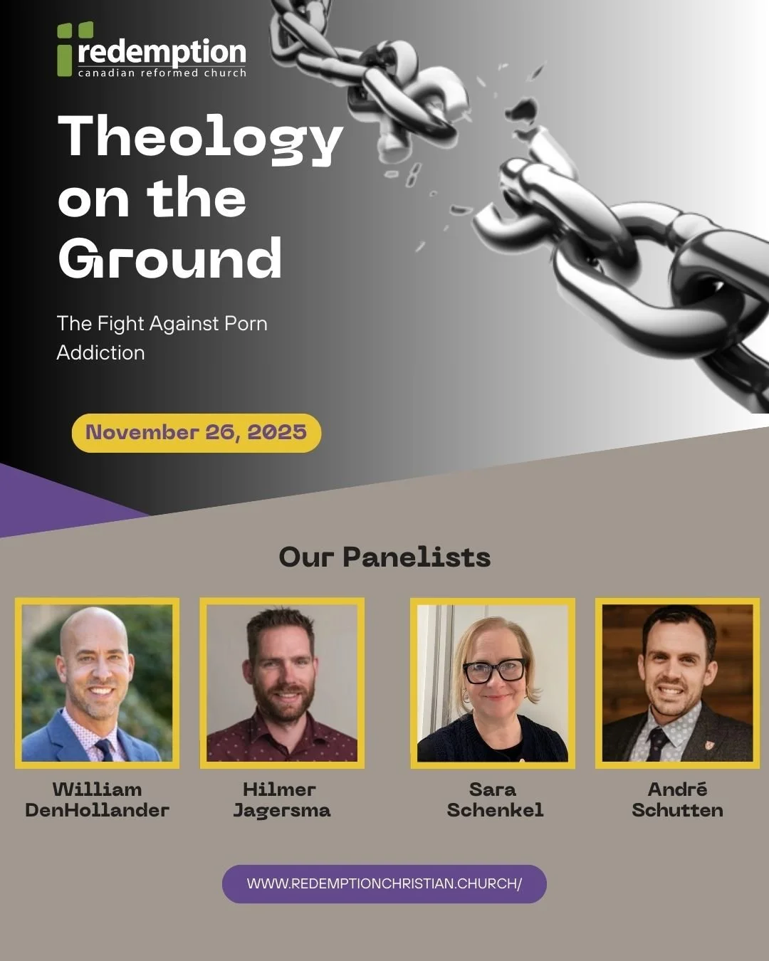 This Wednesday at 8PM Theology on the Ground returns with the topic, &quot;The Fight Against Porn Addiction.&quot;

Doors open 7:30 PM

True freedom from pornography is possible, and the gospel shows the way. This panel will address the struggles men