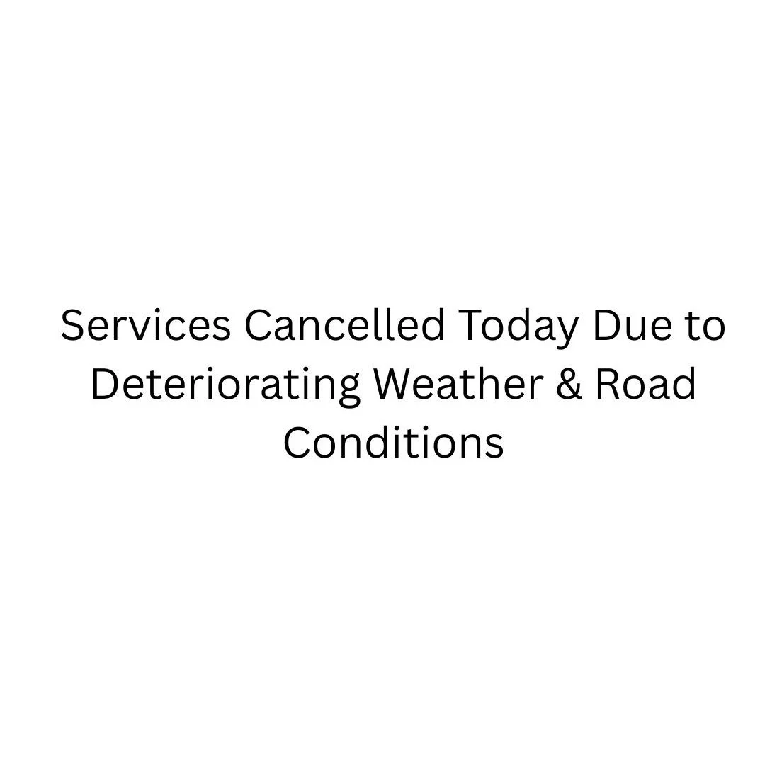 Because of deteriorating road conditions, both services at Redemption today have been cancelled.