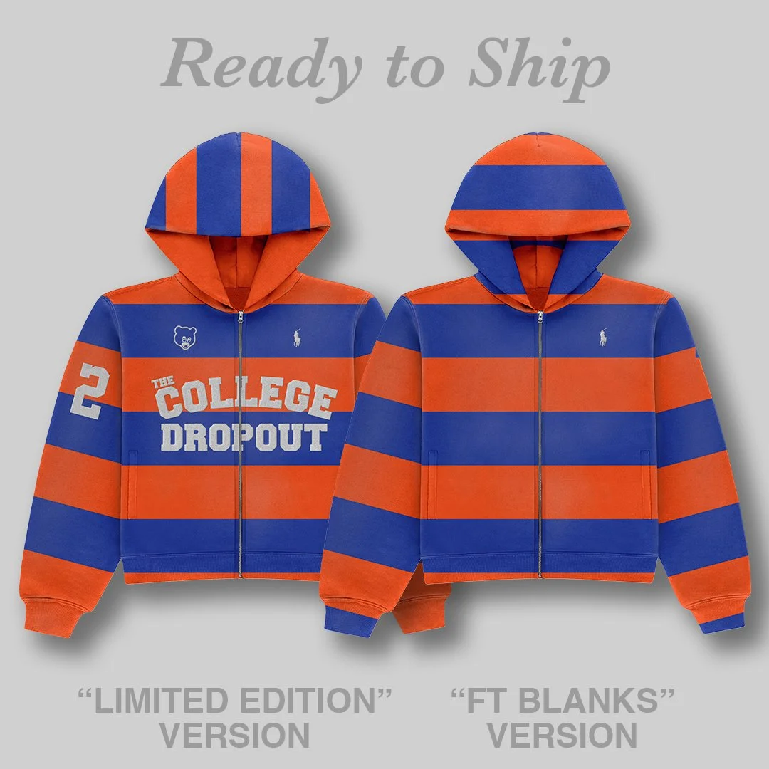 Early Bird Price: The College Dropout (Kanye West) Striped Zip Hoodie