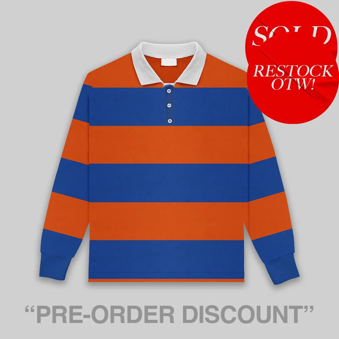 Preorder Discount: FT BLANKS – College Dropout Polo Rugby Sweatshirt - Kanye West Inspired