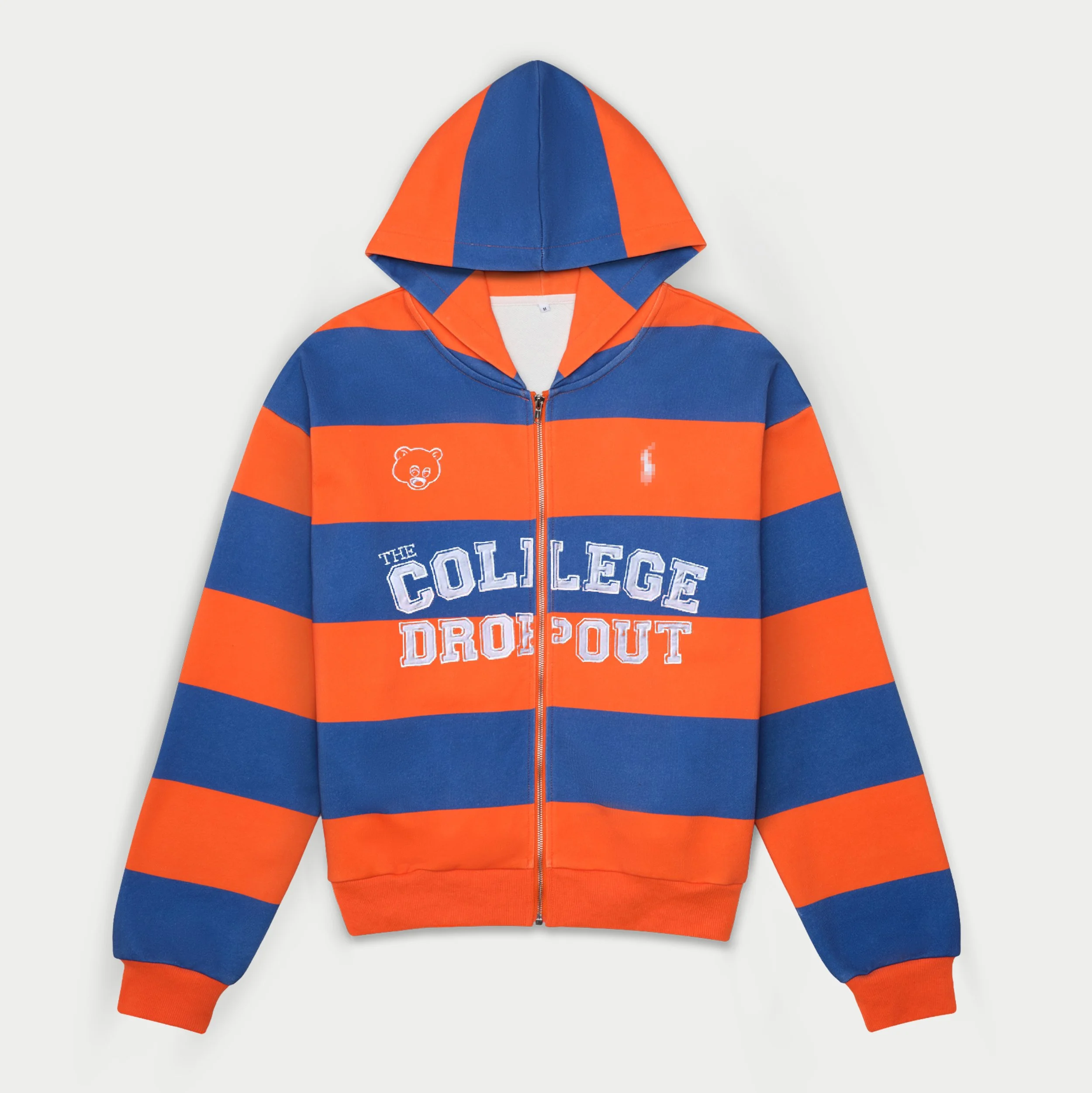 Preorder Discount: Limited Edition Orange And Blue Inspired Striped Zip Hoodie (Baggier Fit)