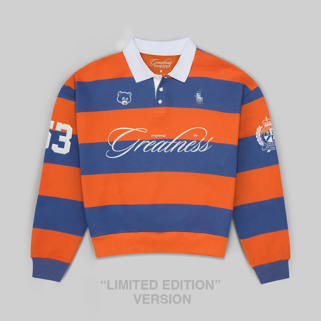 Preorder Price: 'Greatness' Inspired Baggy Iconic Orange & Blue Polo Rugby - Limited Edition Version