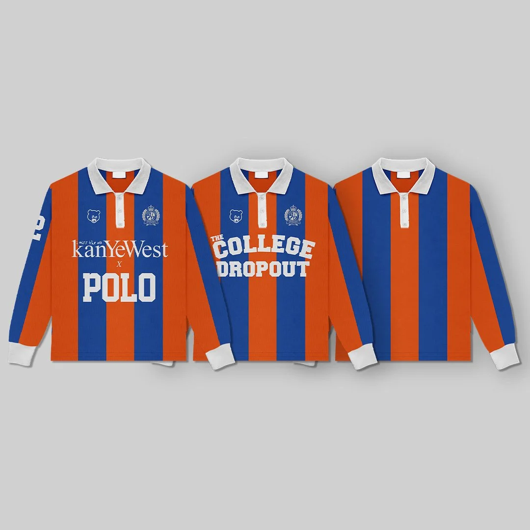 Vertical Striped Old Kanye West The College Dropout Polo Rugby Sweatshirt