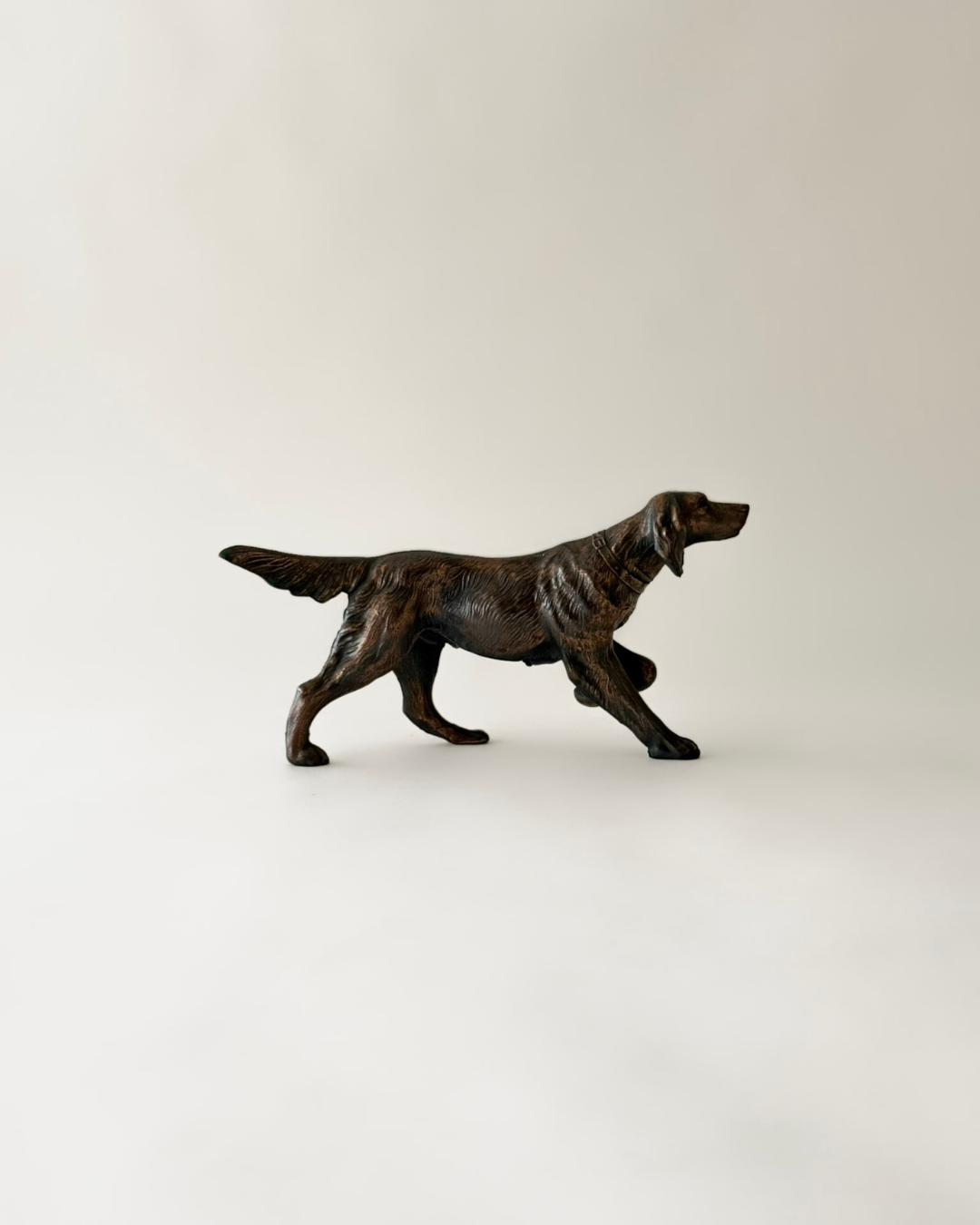 Cast Metal Irish Setter Sculpture with Bronze and Copper Finish
