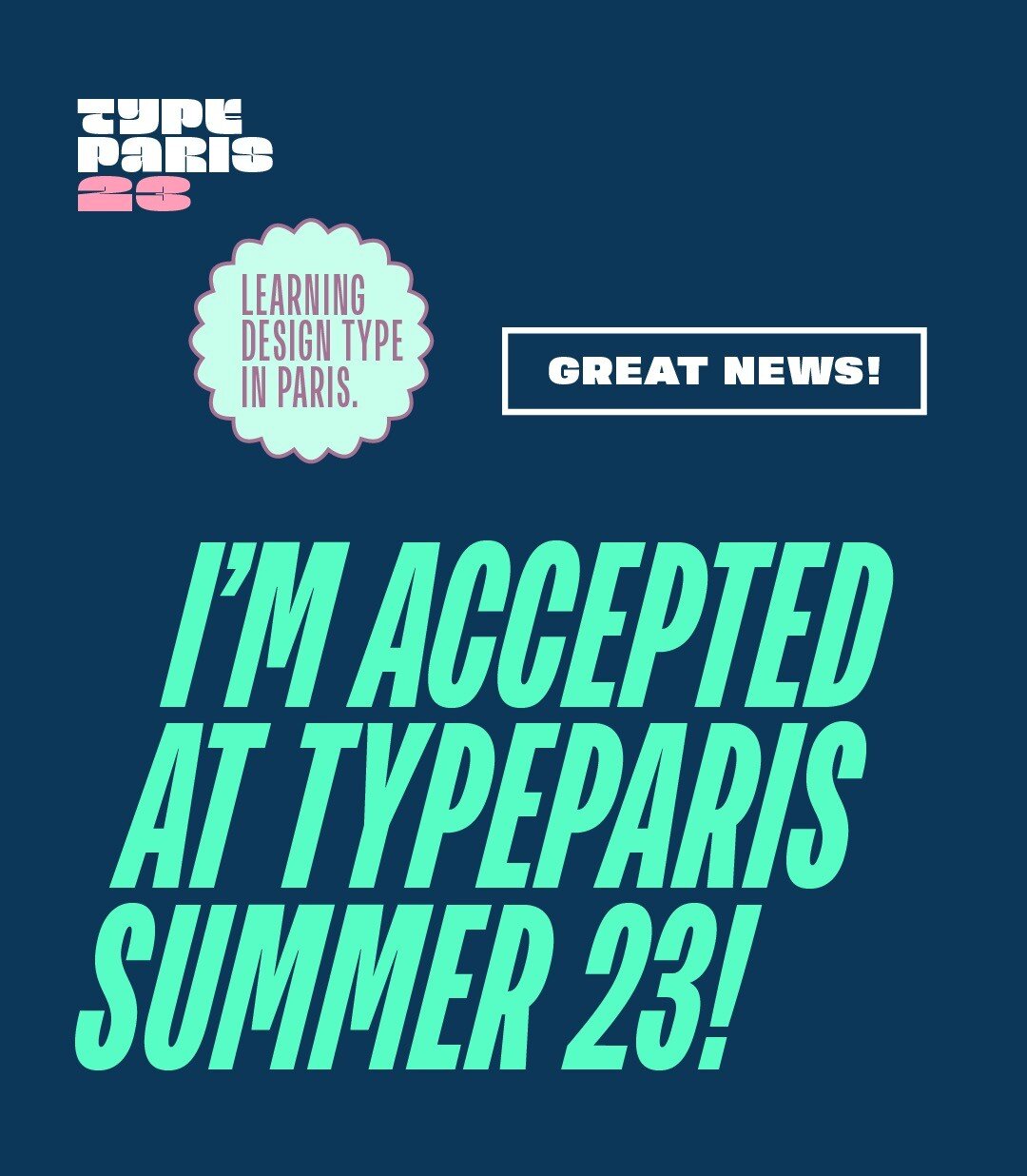 I'm back from my hiatus with a big update: I'm thrilled to announce that I have been accepted to @typeparis!
Excited to learn from the best in the industry and take my type-design skills to the next level. #typeparis23