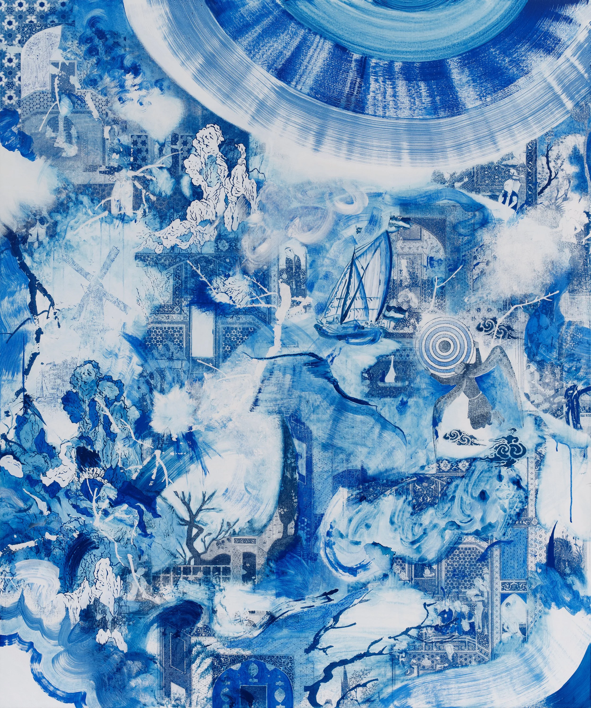 O, West Wind, 2025-2026
Acrylic and ink on canvas over panel
72" x 60"