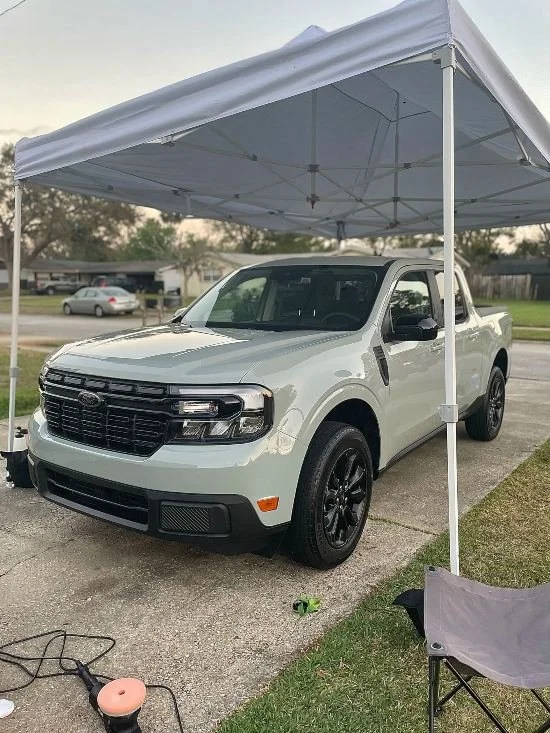 White pickup truck after mobile detailing and cleaning by Christal Clean Detailing in Palm Coast, FL