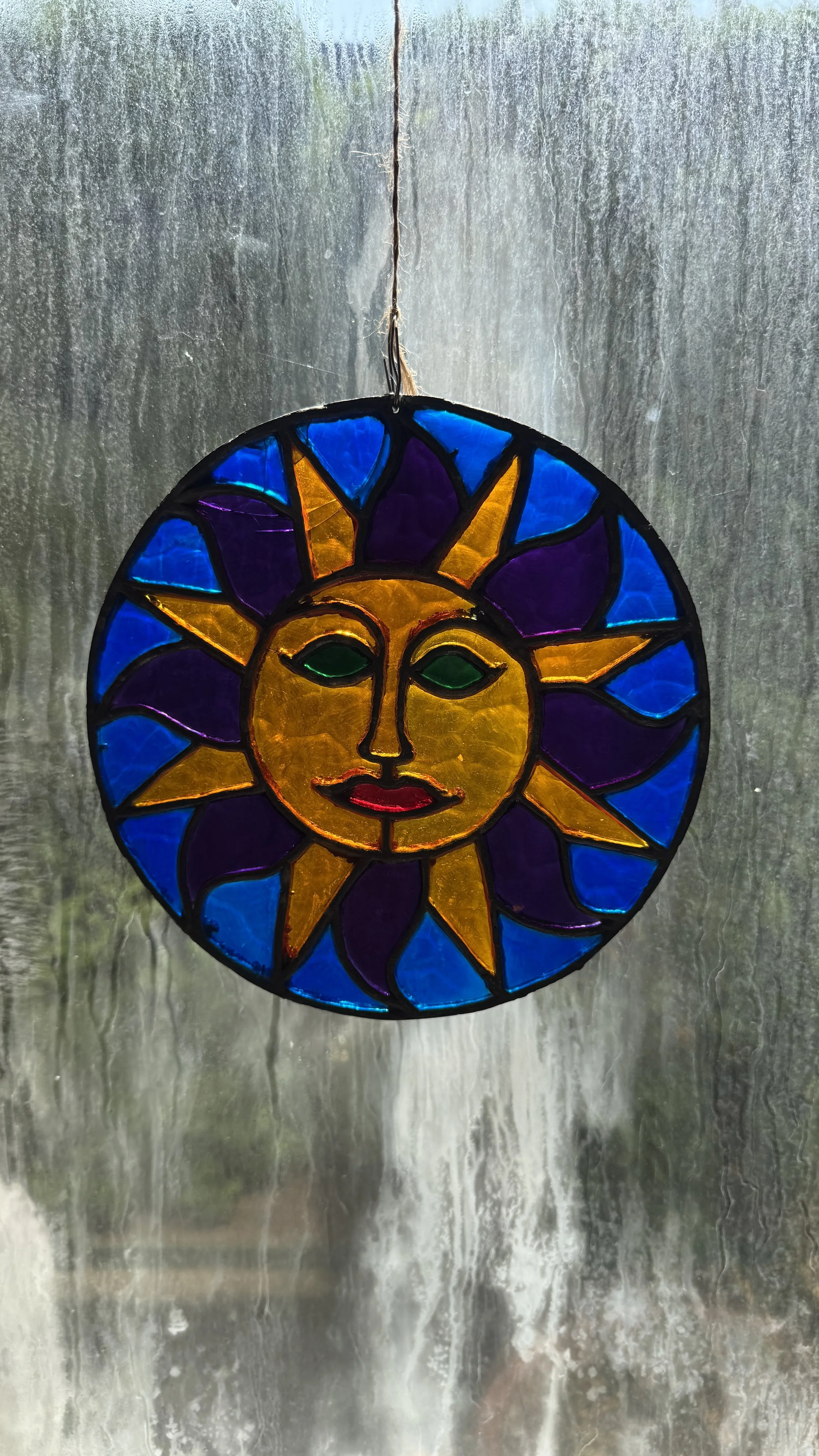 Stained Glass Sun Face Suncatcher