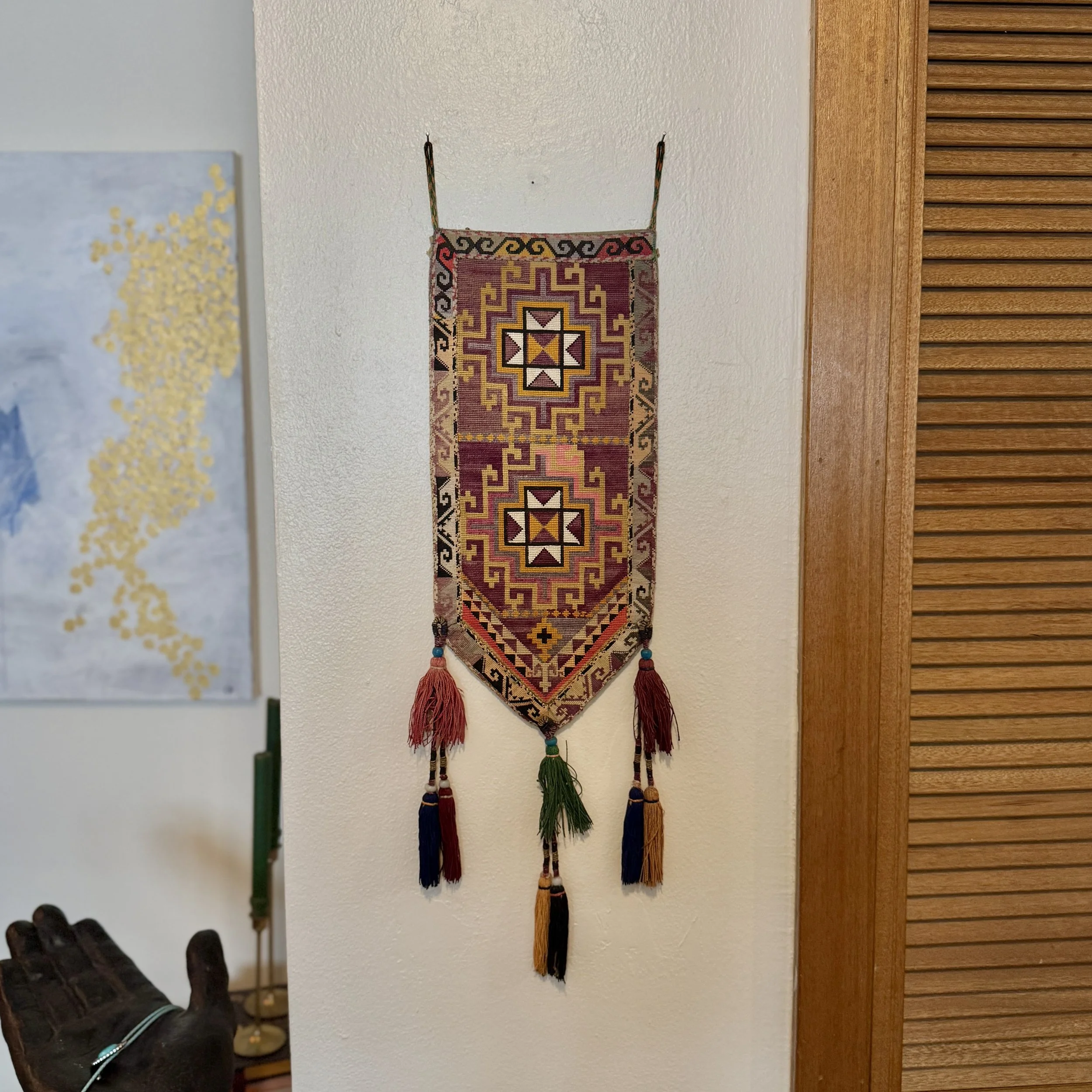 Central Asian Wall Hanging with Silk Tassels