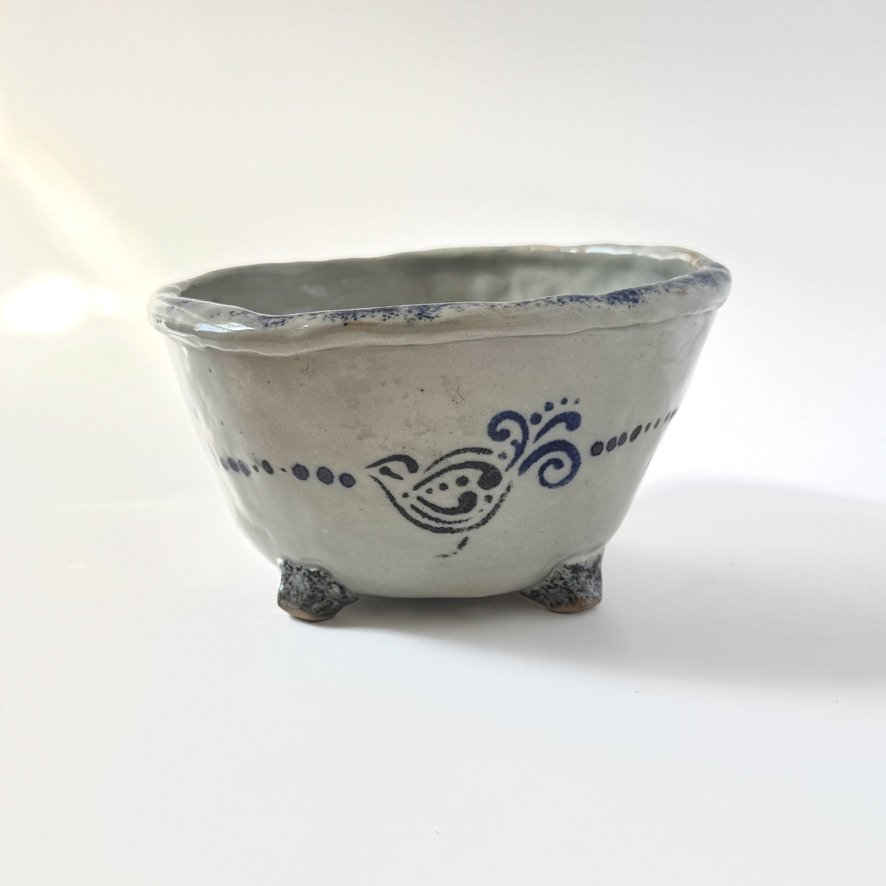 Handmade Ceramic Berry Bowl with Bird Motif