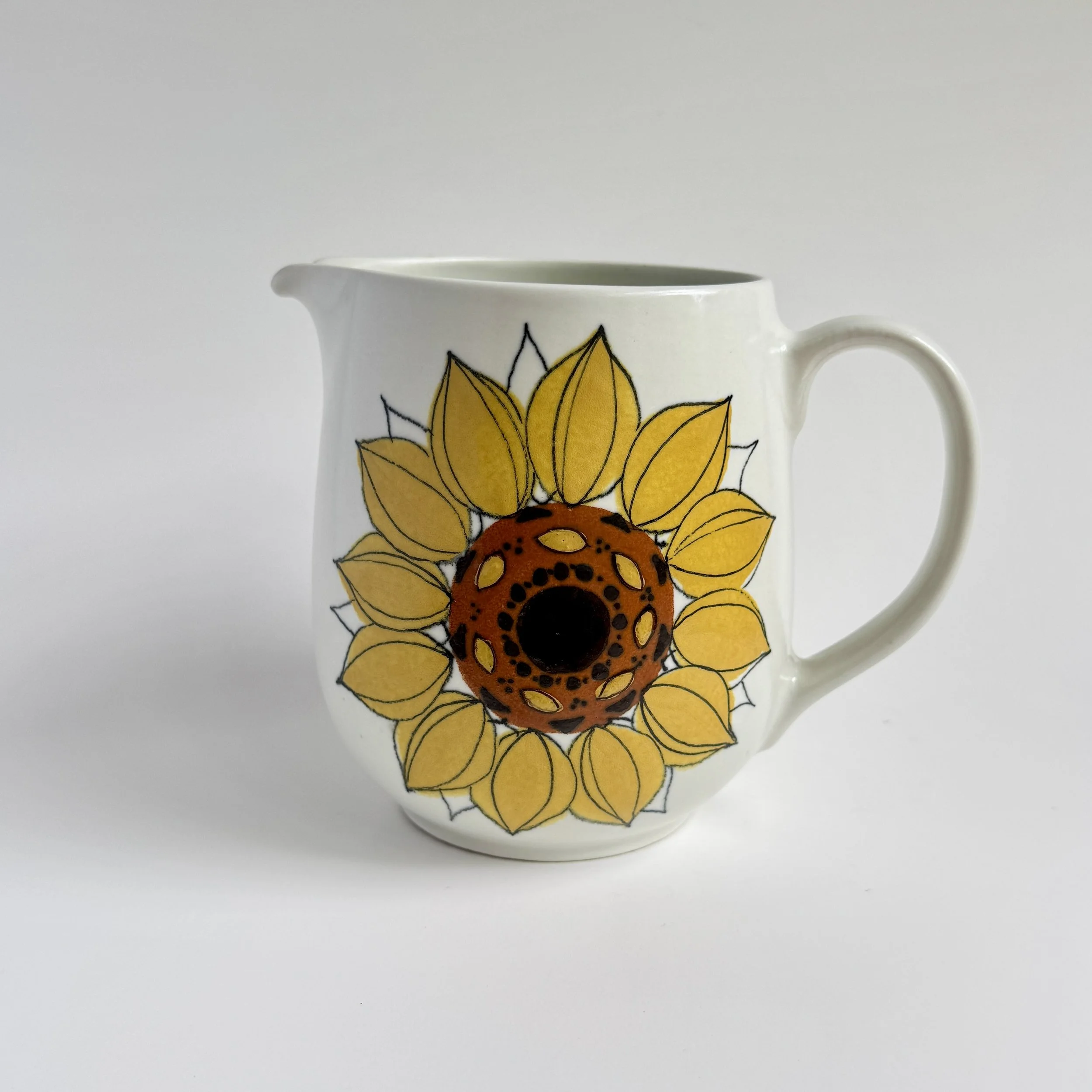 Vintage Arabia Finland Hand-Painted Sunflower Pitcher