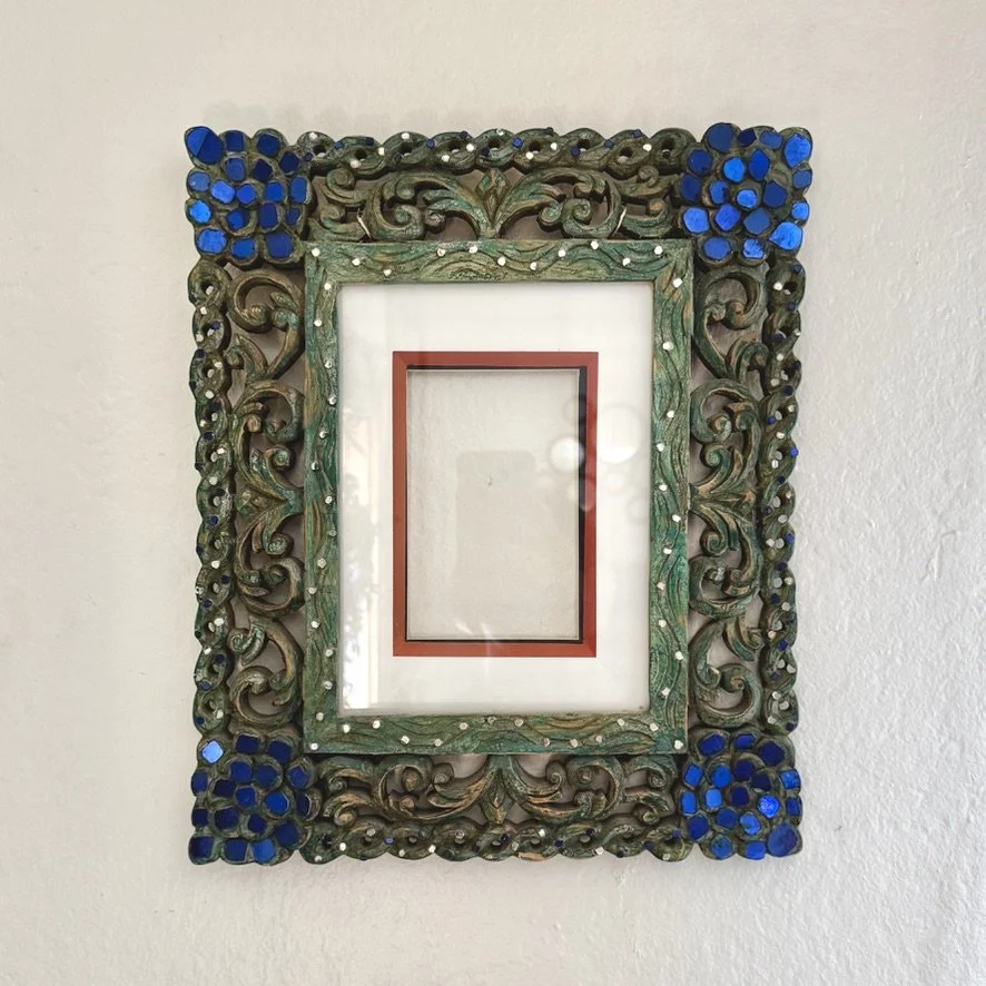 Green Carved Wood Frame