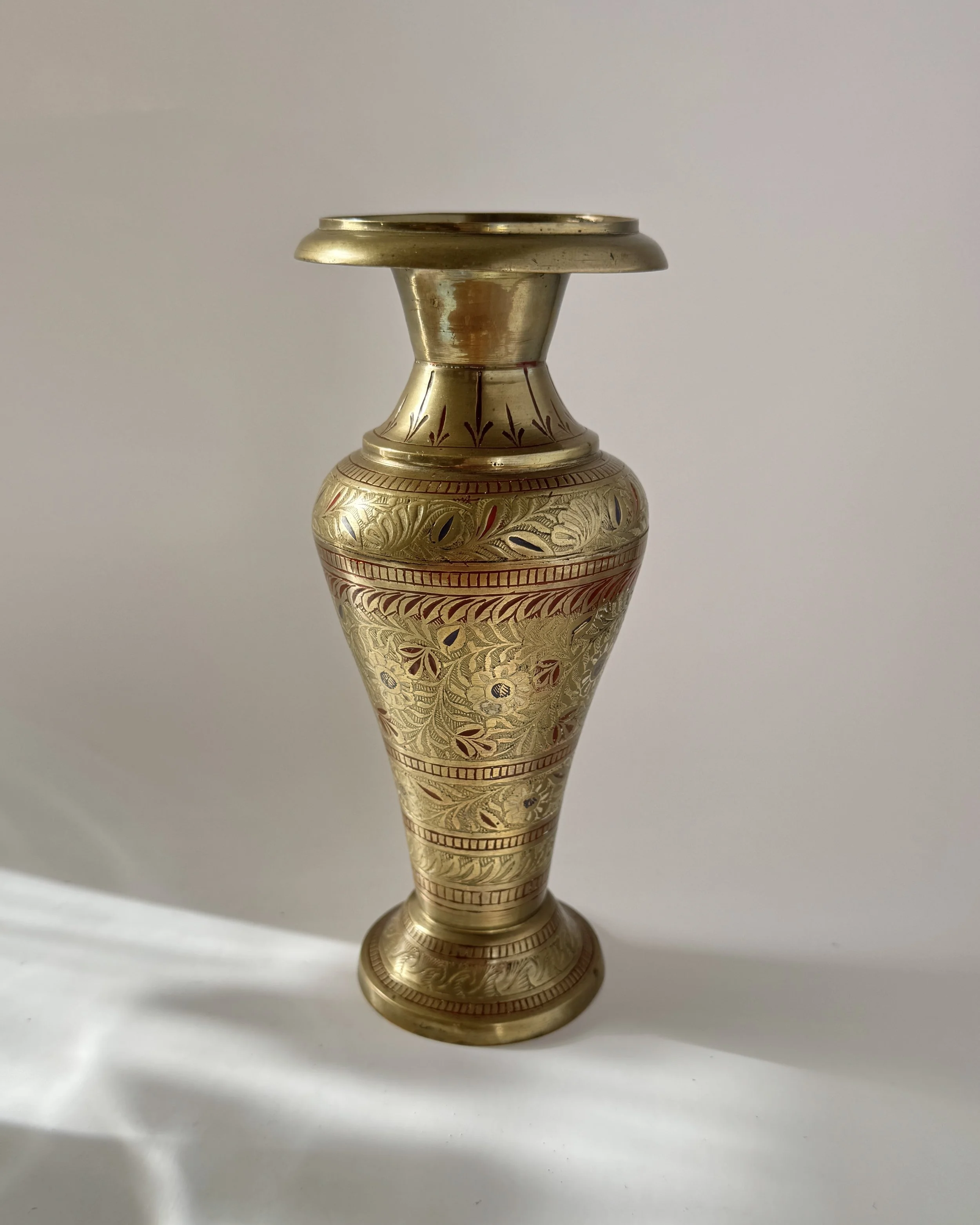Ornate Floral Brass Vase