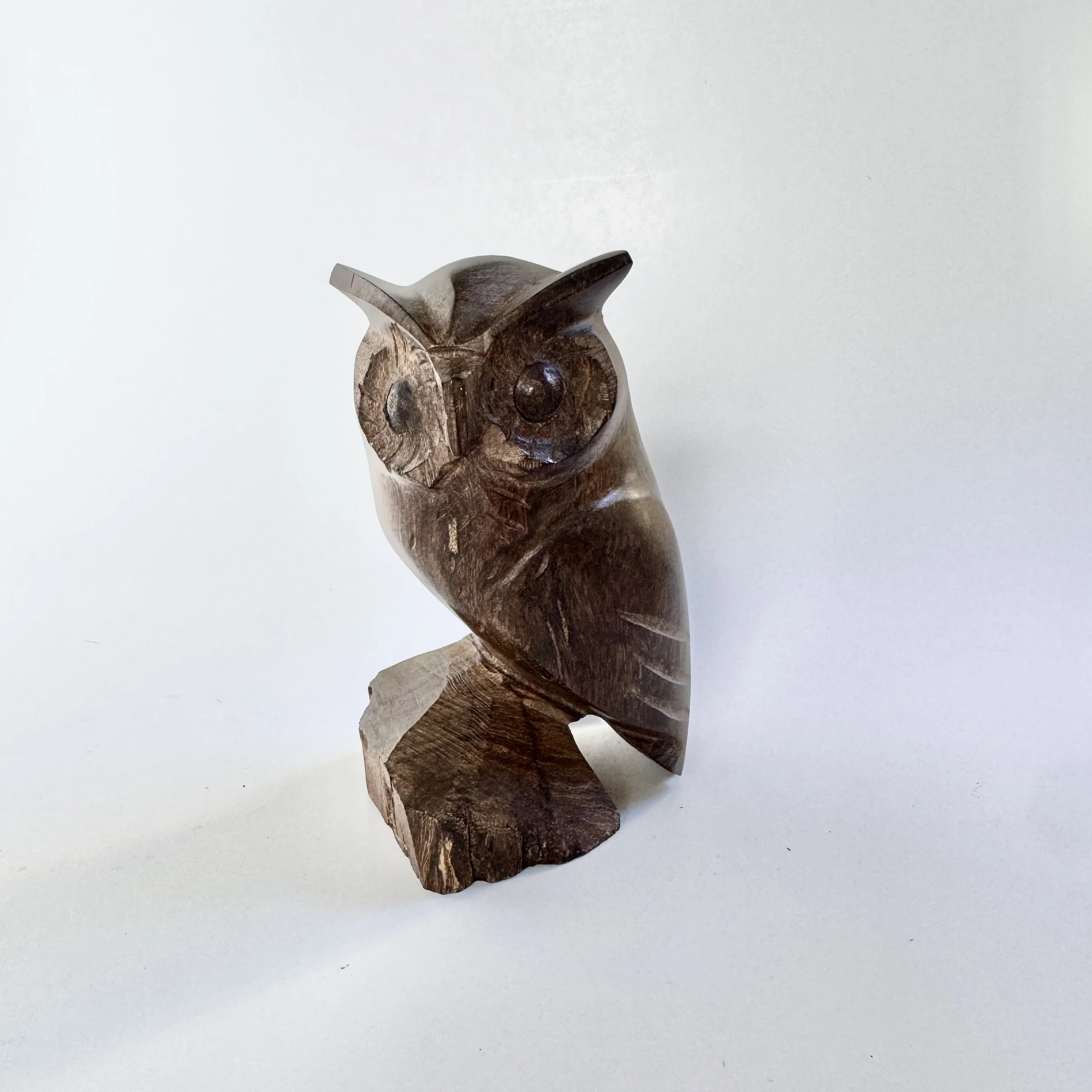 Hand-carved Wooden Owl Figurine