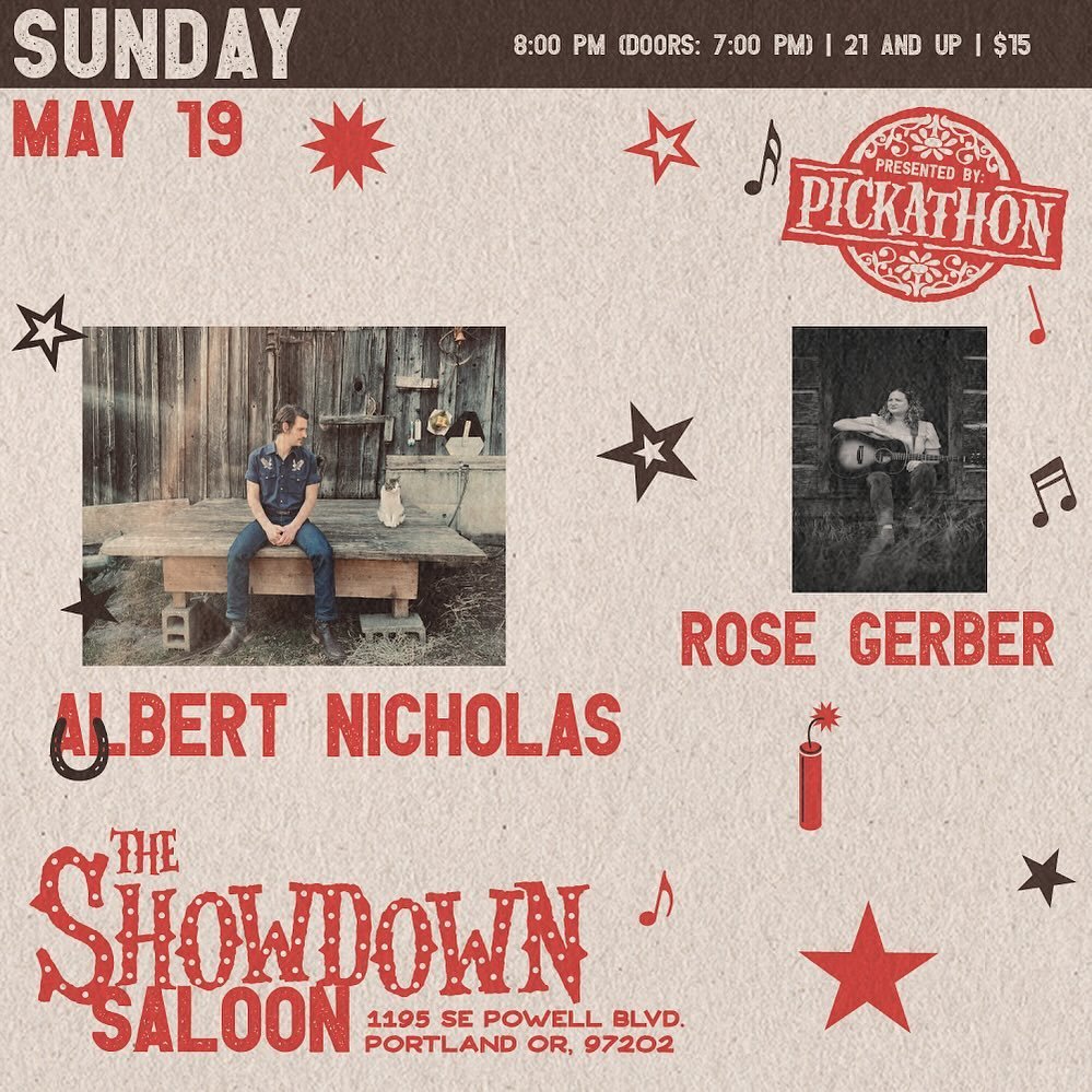 Last minute show addition! Excited to join @albertnicholasmusic this Sunday at @showdownportland! Head to their website to grab your tix